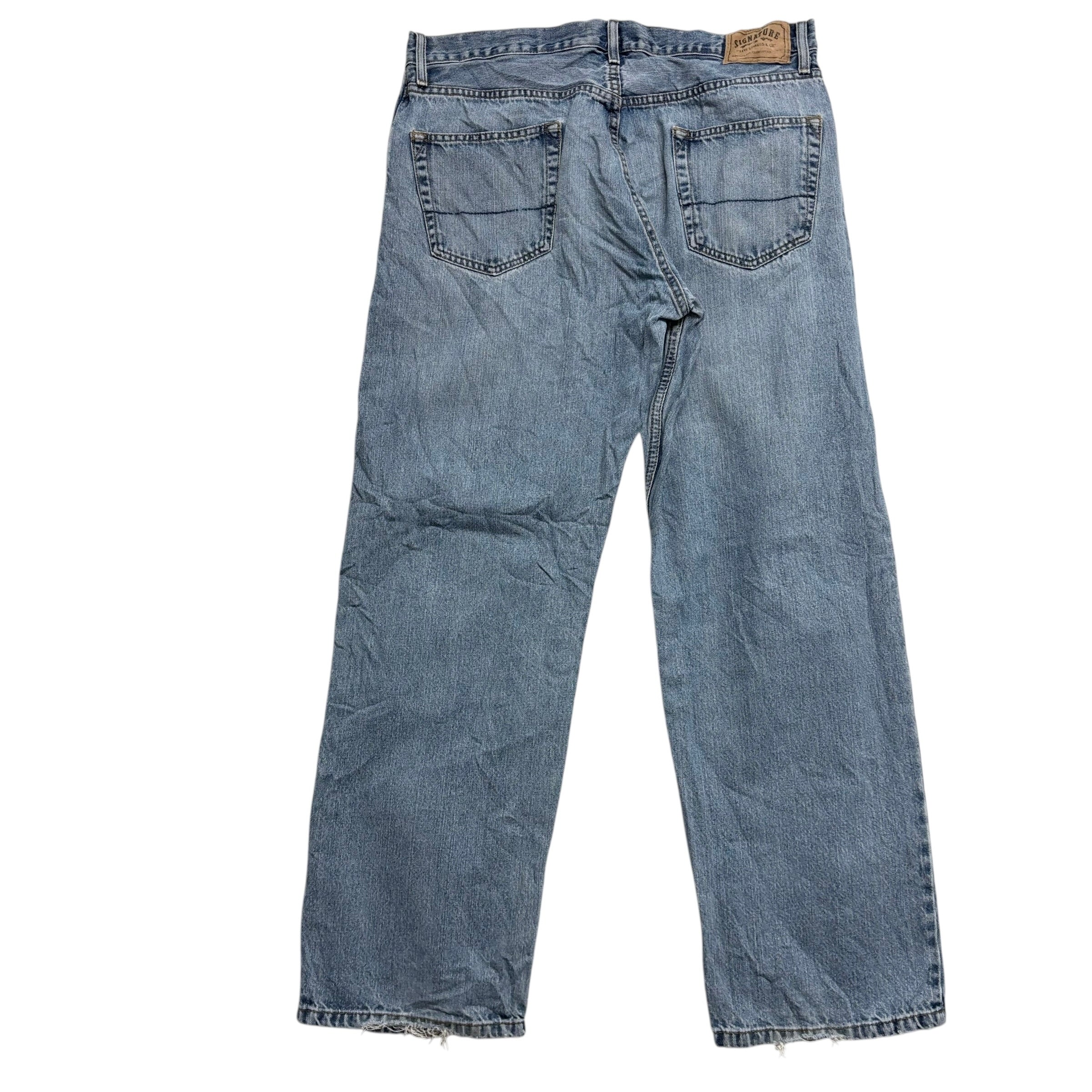 Levis Signature Jeans W36 L32 Mens Mid Blue Relaxed Straight Fit Vintage (F)