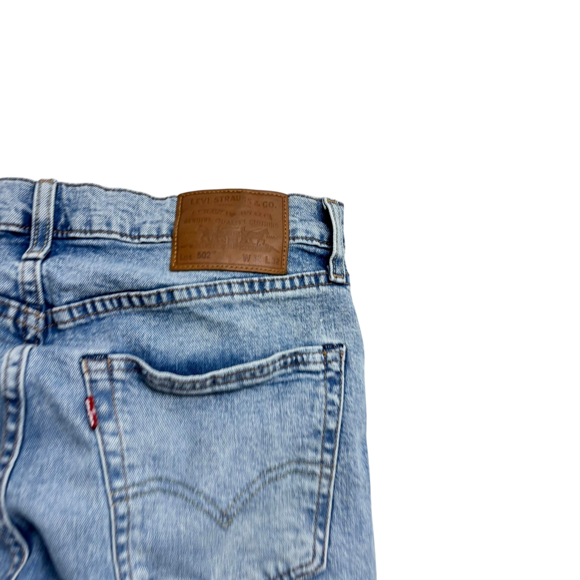Levis 502 Jeans W32 L32 Mens Light Blue Regular Tapered Fit Stretch Denim (E)