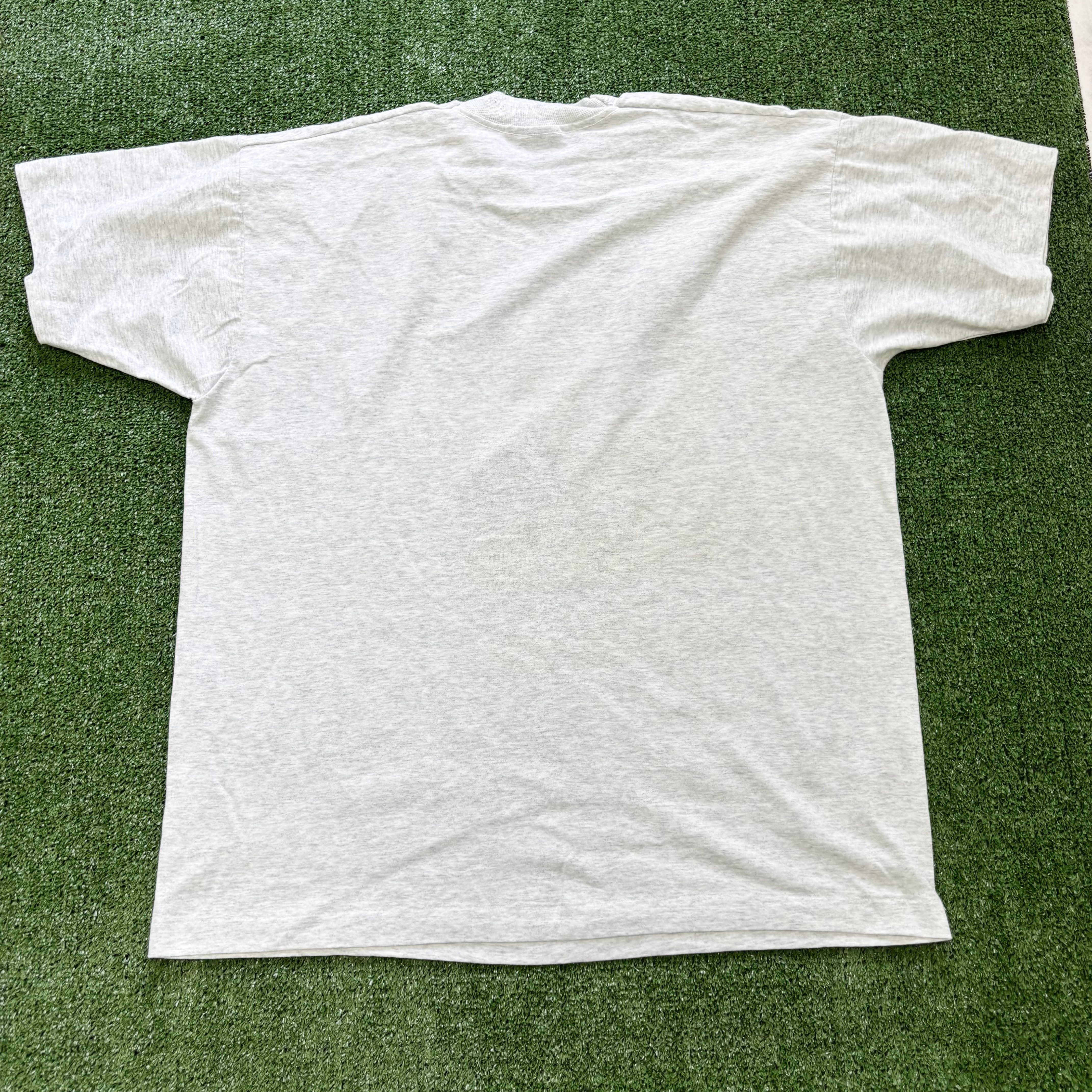 Vintage T Shirt Mens XL Grey Single Stitch Graphic Print 90s Douglass