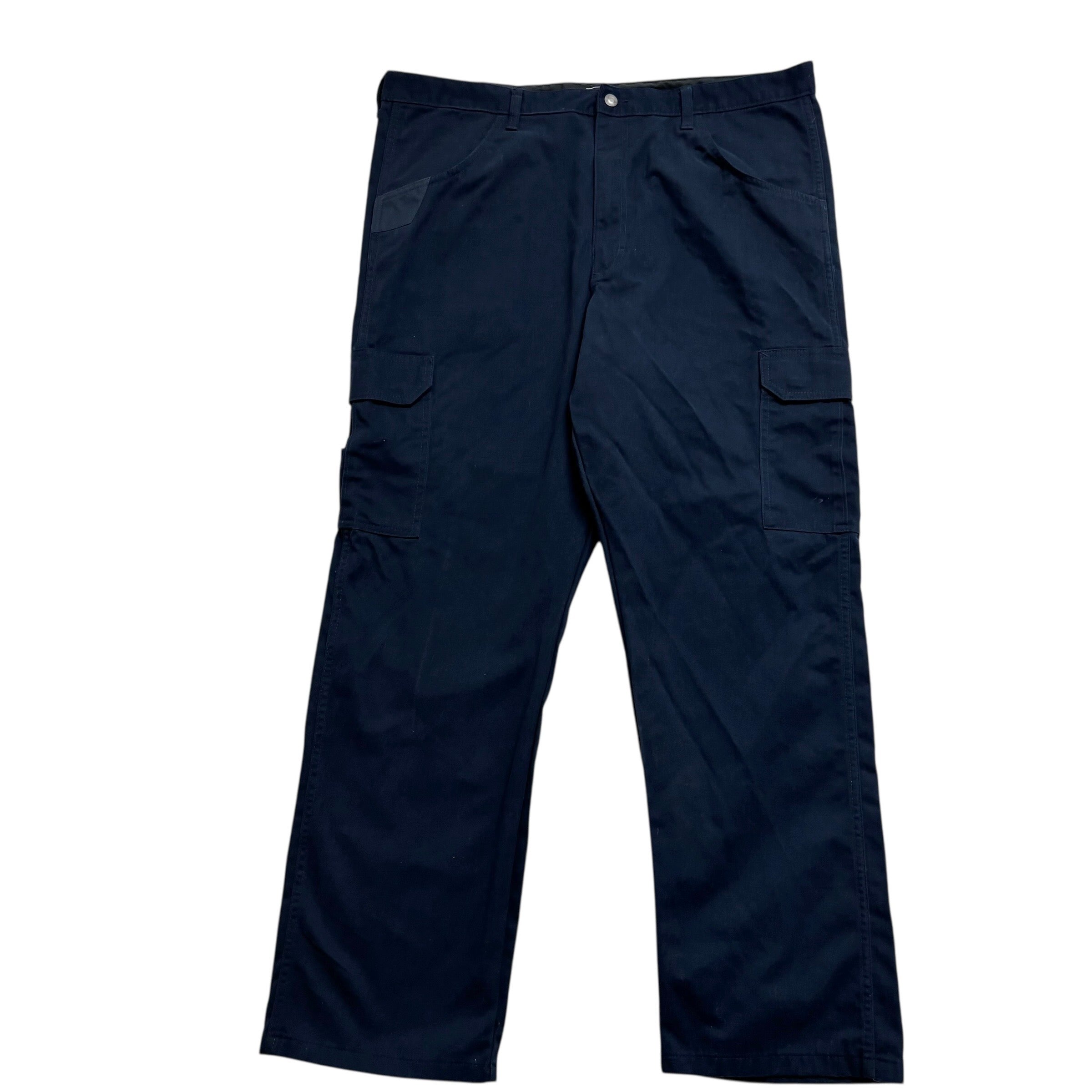 Wrangler Cargo Pants W40 L32 Mens Navy Blue Relaxed Straight Fit Trousers (E)