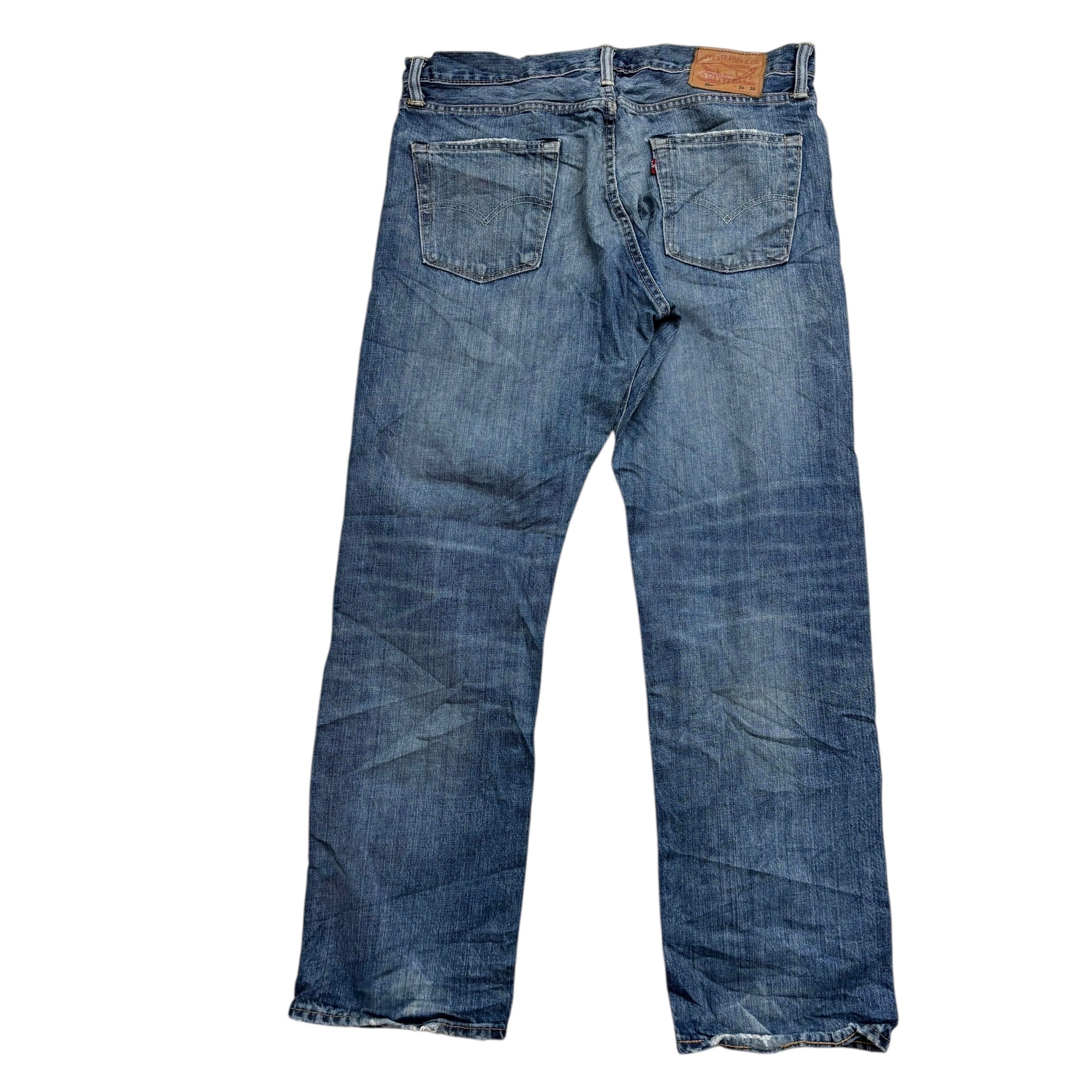 Levis 504 Jeans W34 L30 Mens Mid Blue Regular Straight Fit Denim
