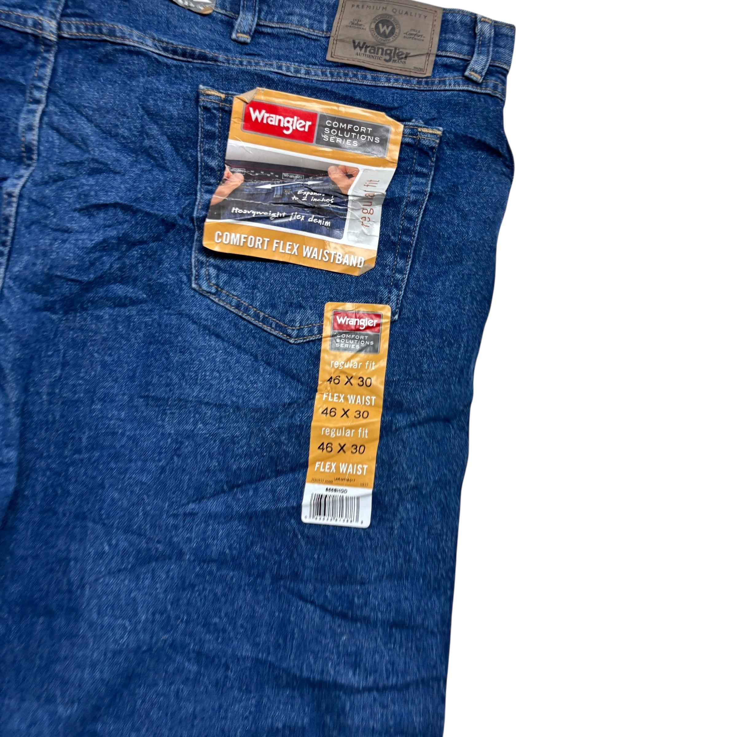 Wrangler Jeans W48 L30 Mens Mid Blue Regular Straight Fit Stretch Denim (E)