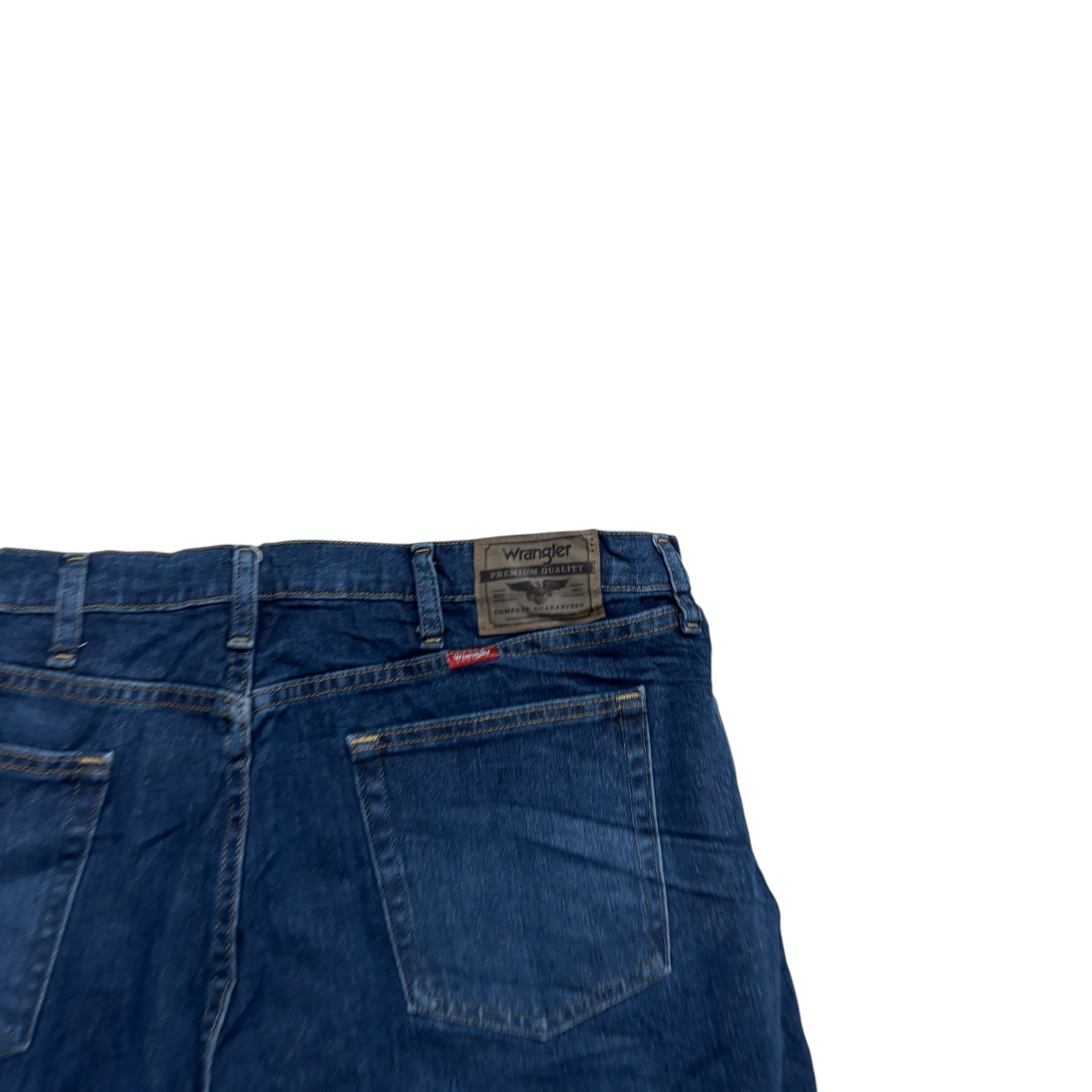 Wrangler Baggy Jorts W38 Mens Denim Shorts Dark Blue Relaxed Fit Stretch (E)