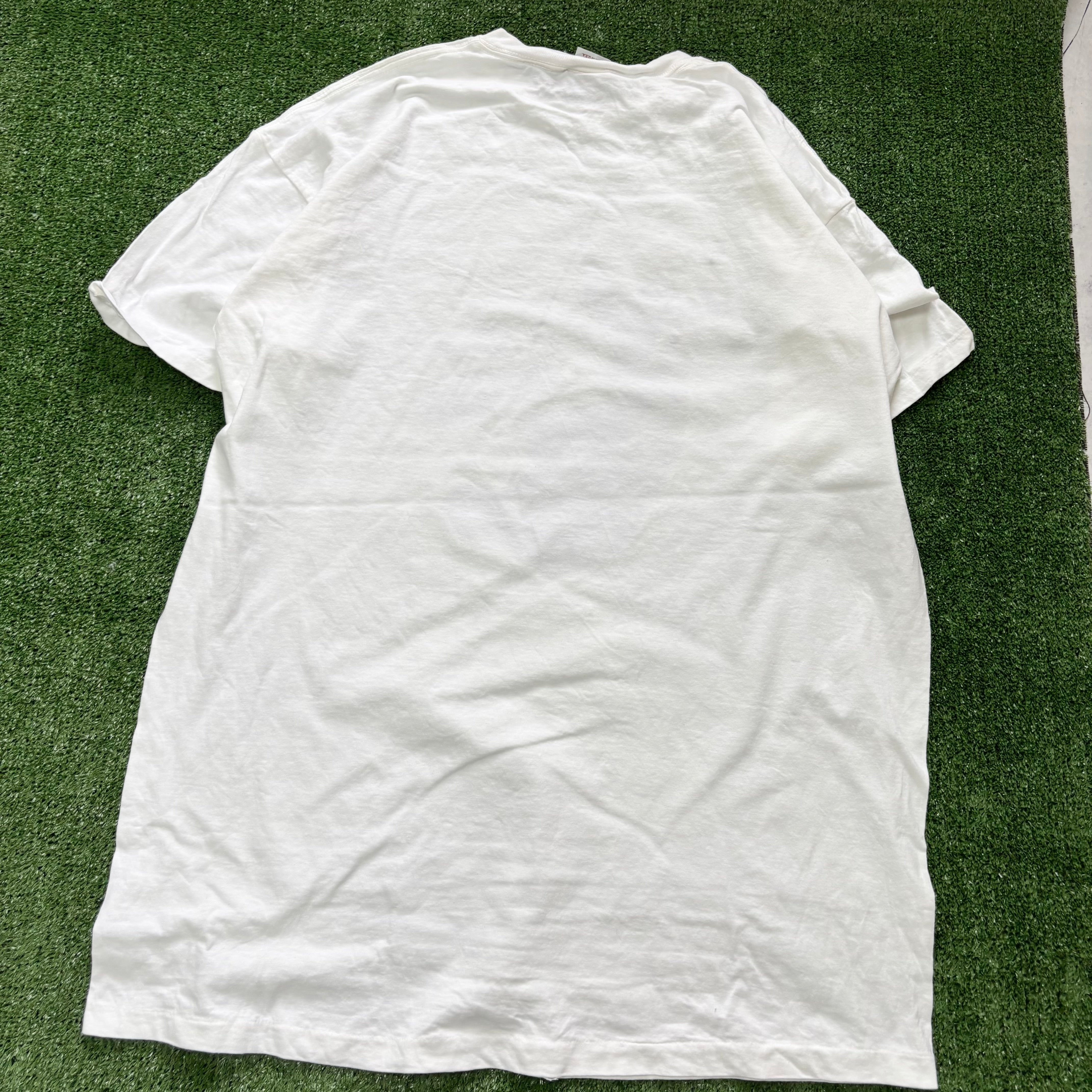 Vintage T Shirt Mens One Size White Single Stitch Graphic Print 90s