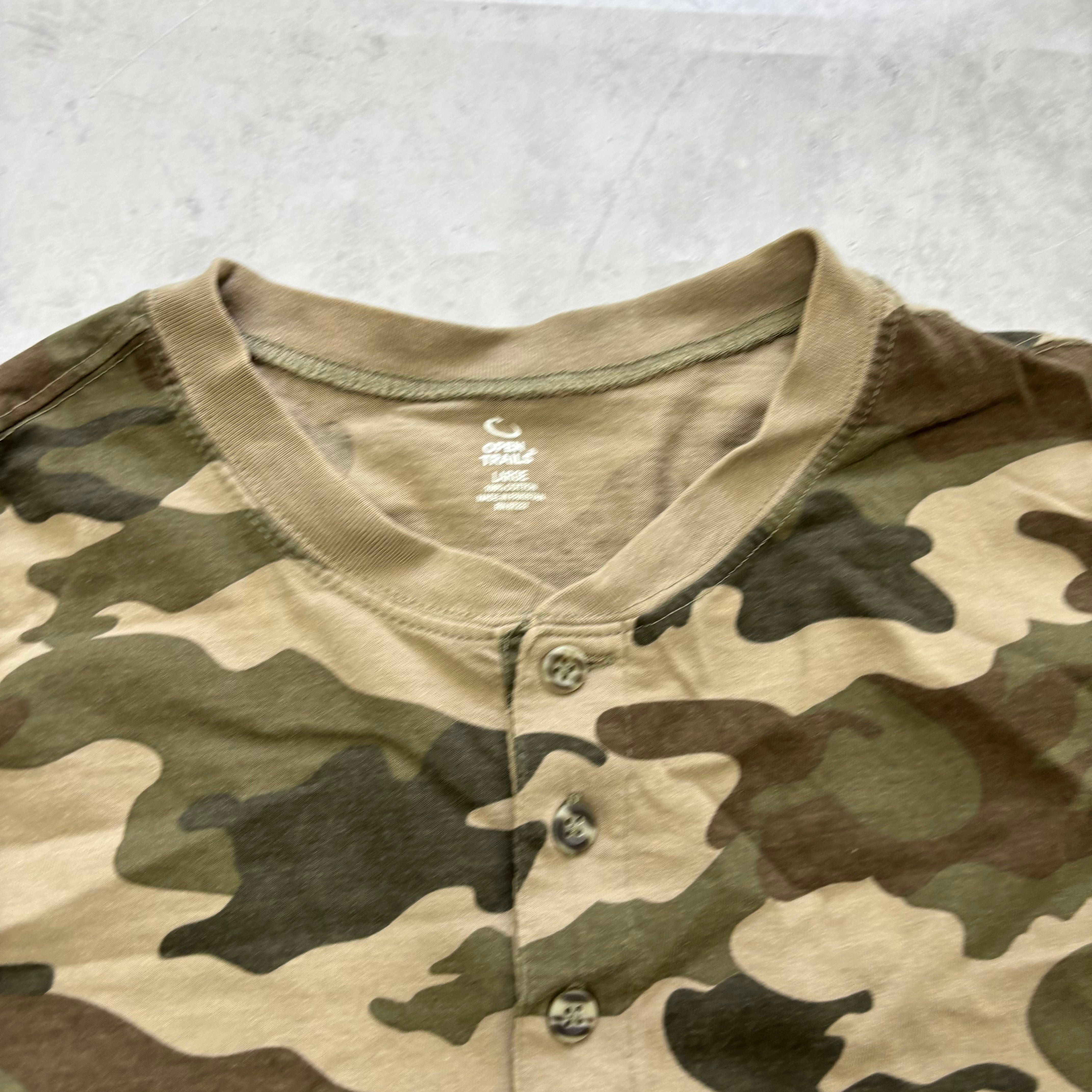 Camo T Shirt Mens Large Army Desert Hunting Woodland Camouflage (E)