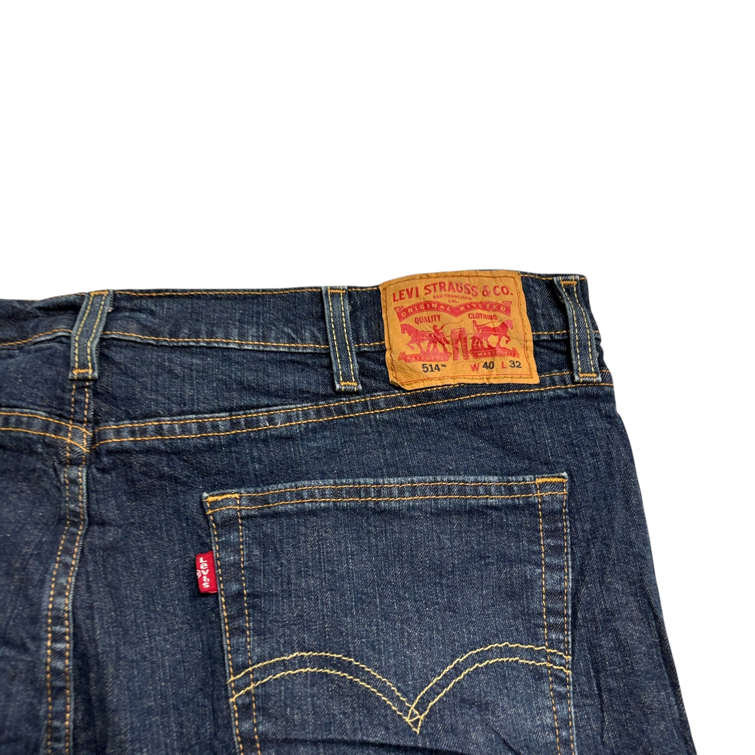 Levis 514 Jeans W40 L32 Mens Dark Blue Regular Straight Fit Stretch Denim (E)