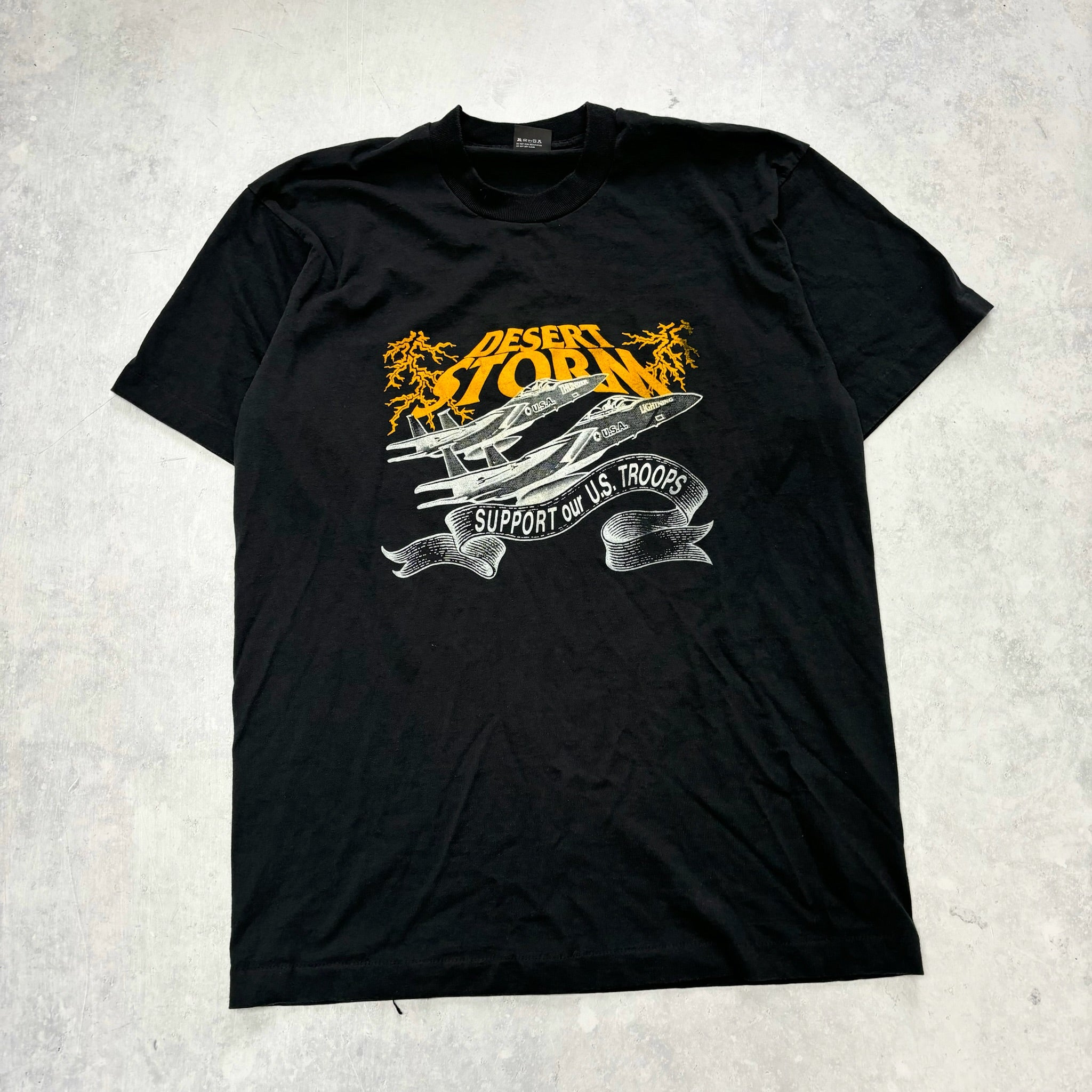 Vintage T Shirt Mens Large Black Single Stitch 90s Desert Storm (E)