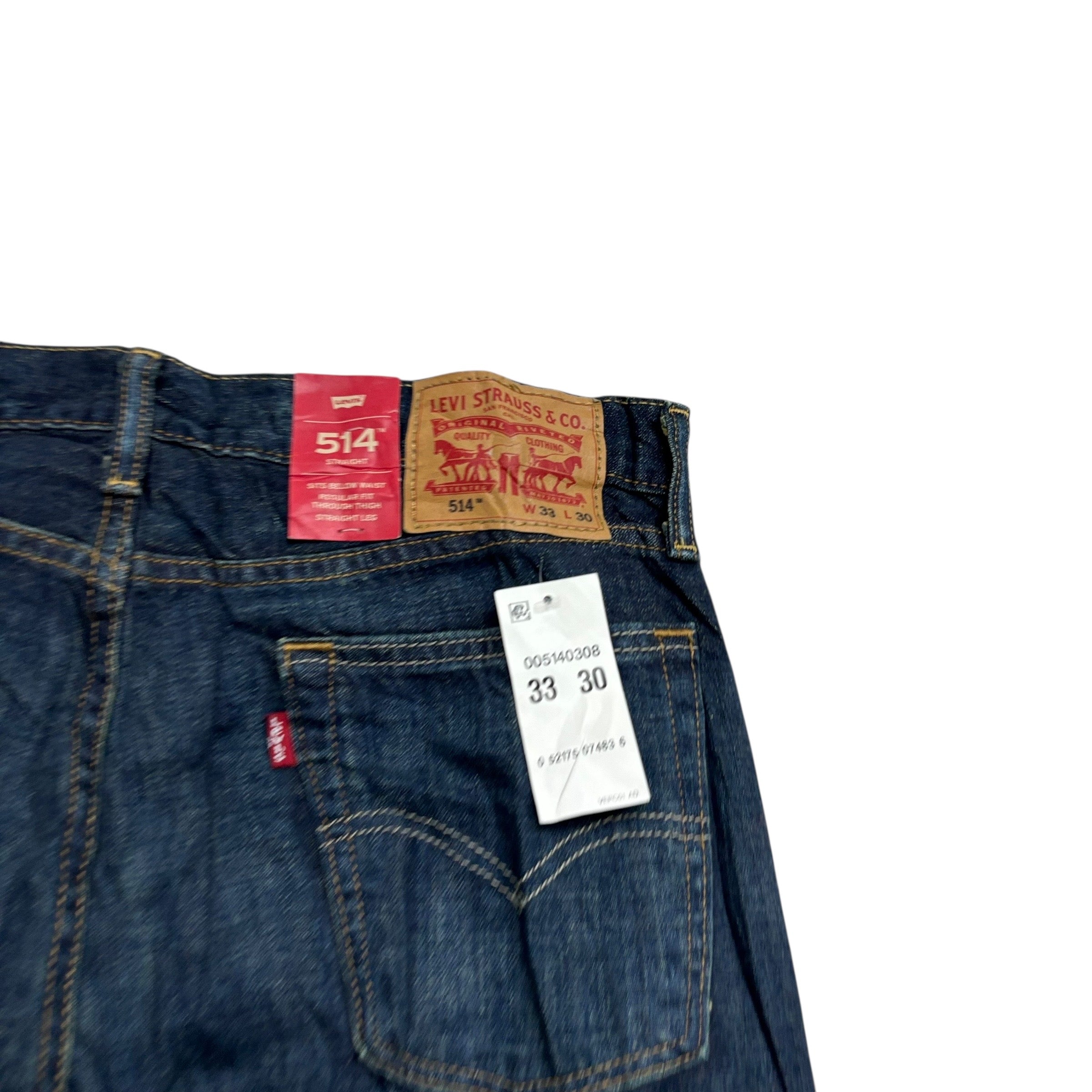Levis 514 Jeans W33 L30 Mens Dark Blue Regular Straight Fit Denim (E)
