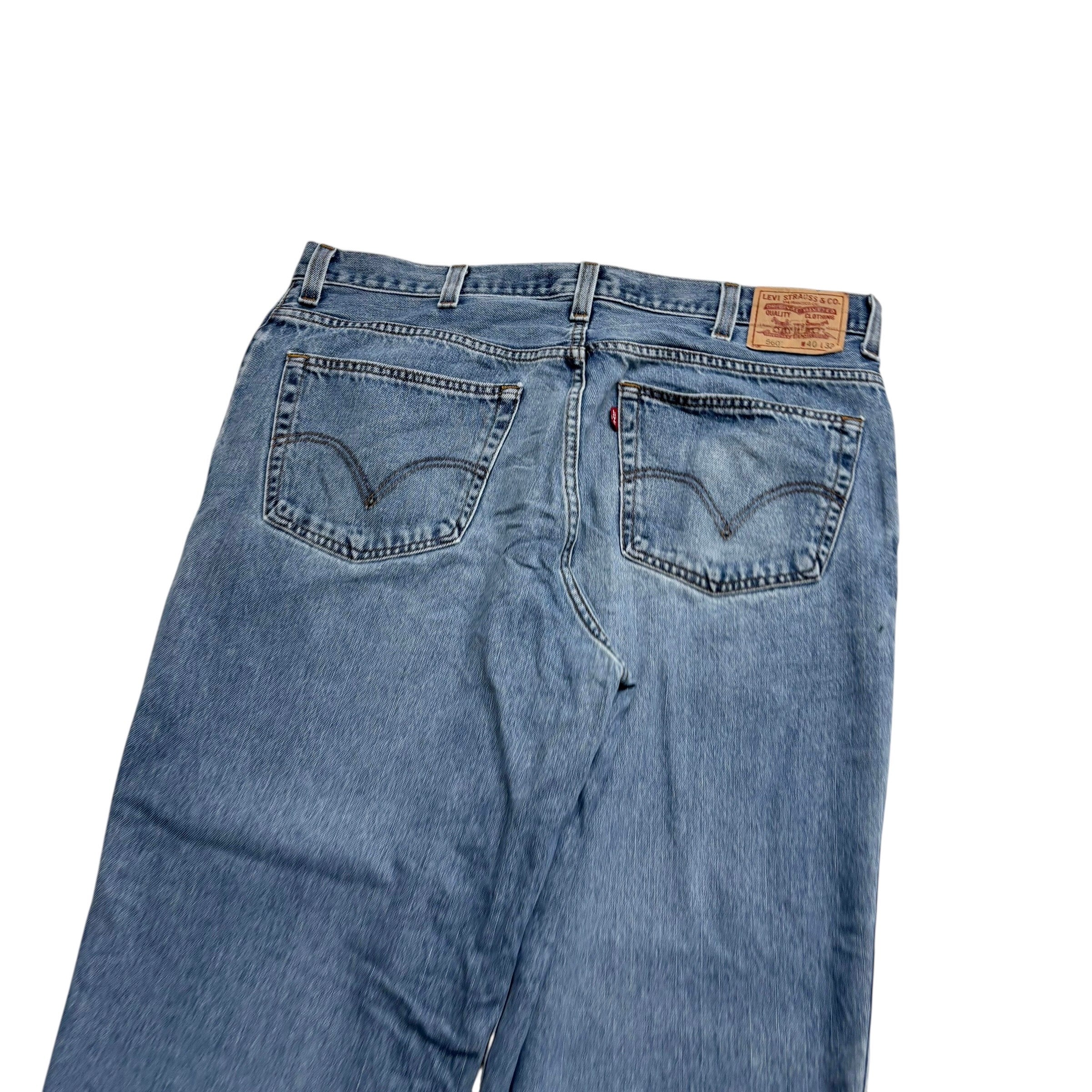 Levis 560 Jeans W40 L32 Mens Mid Blue Baggy Relaxed Comfort Vintage Denim (E)