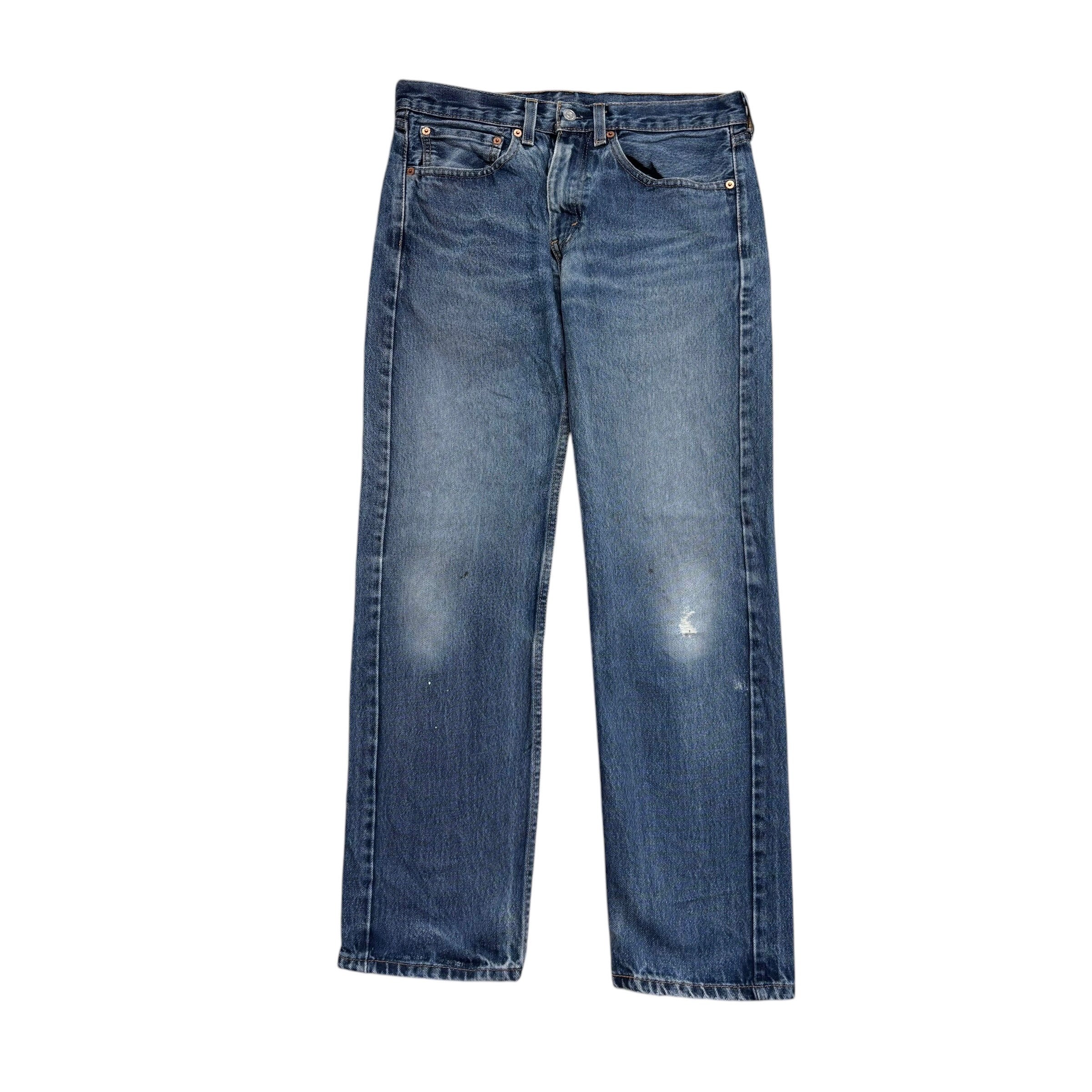 Levis 505 Jeans W31 L30 Mens Mid Blue Regular Straight Fit Denim (F)