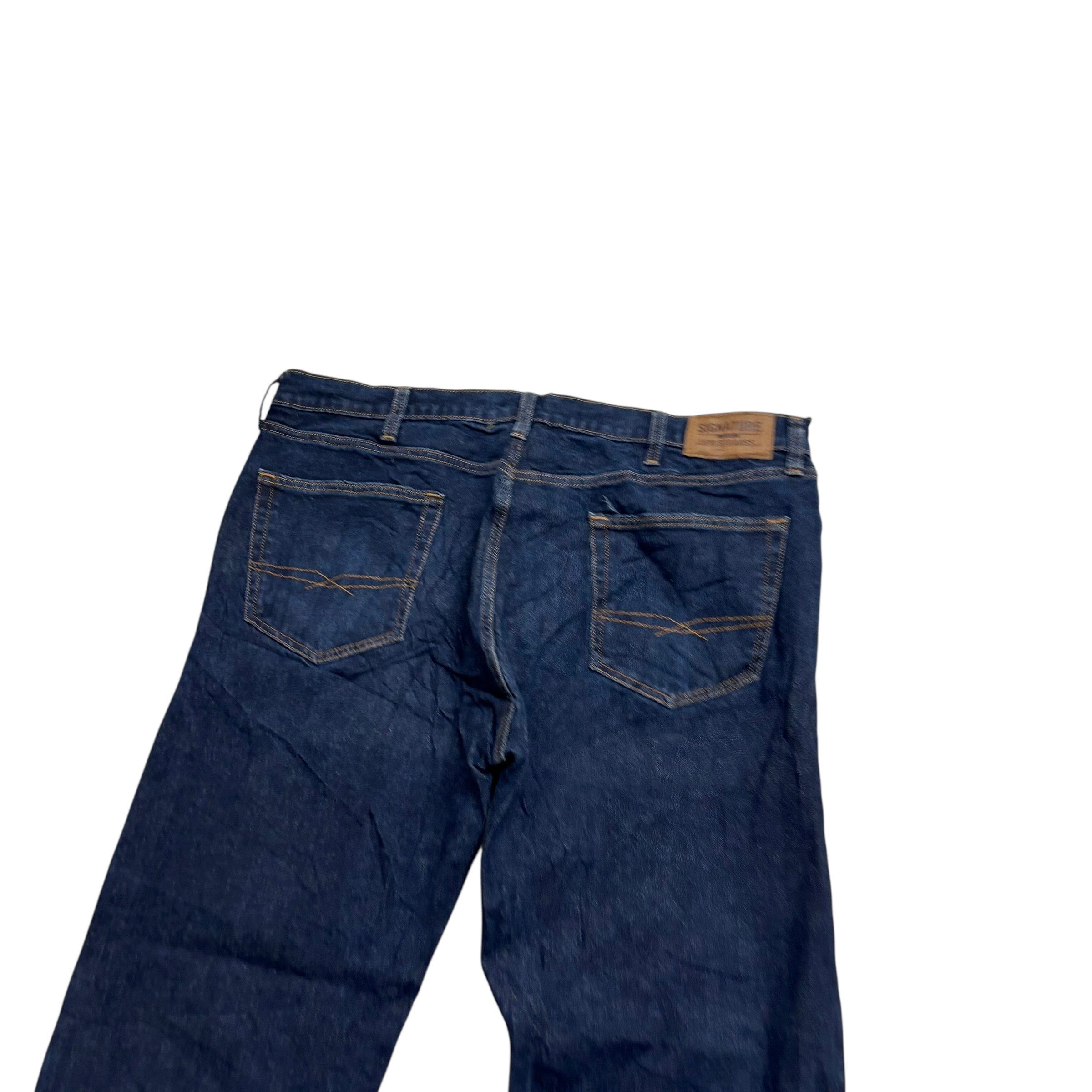 Levis Signature Jeans W40 L30 Mens Dark Blue Regular Straight Stretch Denim (E)