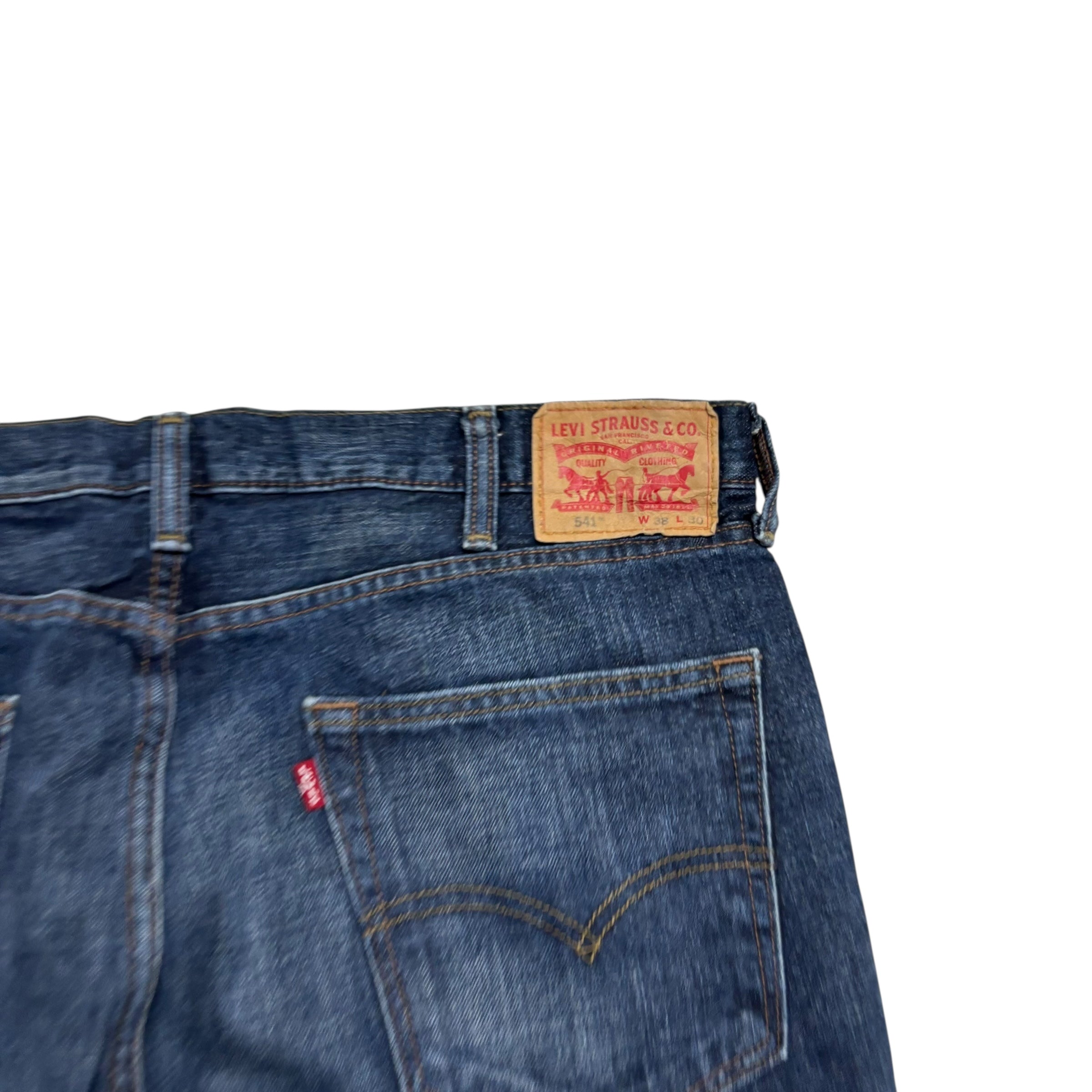 Levis 541 Jeans W38 L30 Mens Dark Blue Athletic Tapered Fit Denim (E)