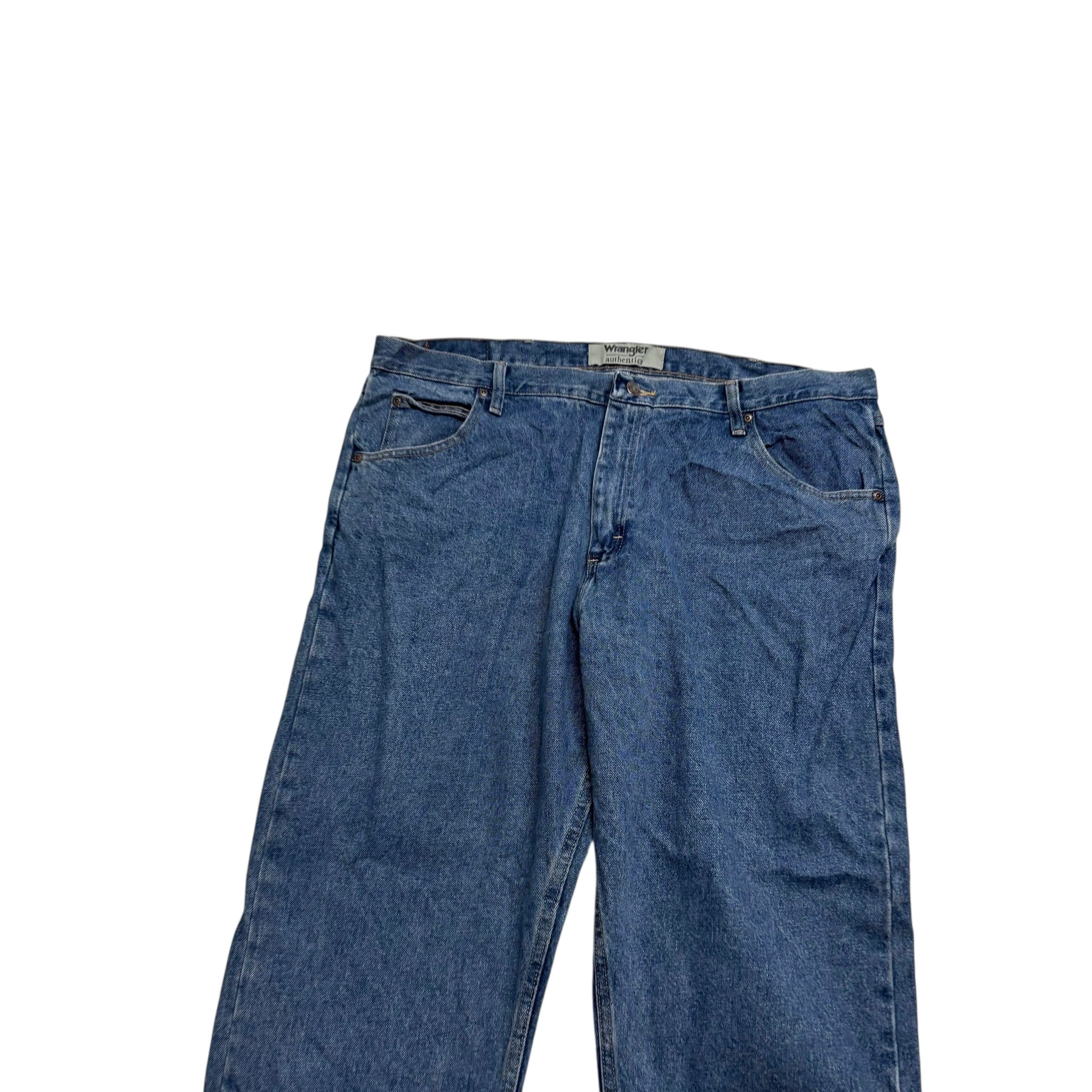 Wrangler Jeans W40 L28 Mens Mid Blue Relaxed Straight Fit Denim (E)