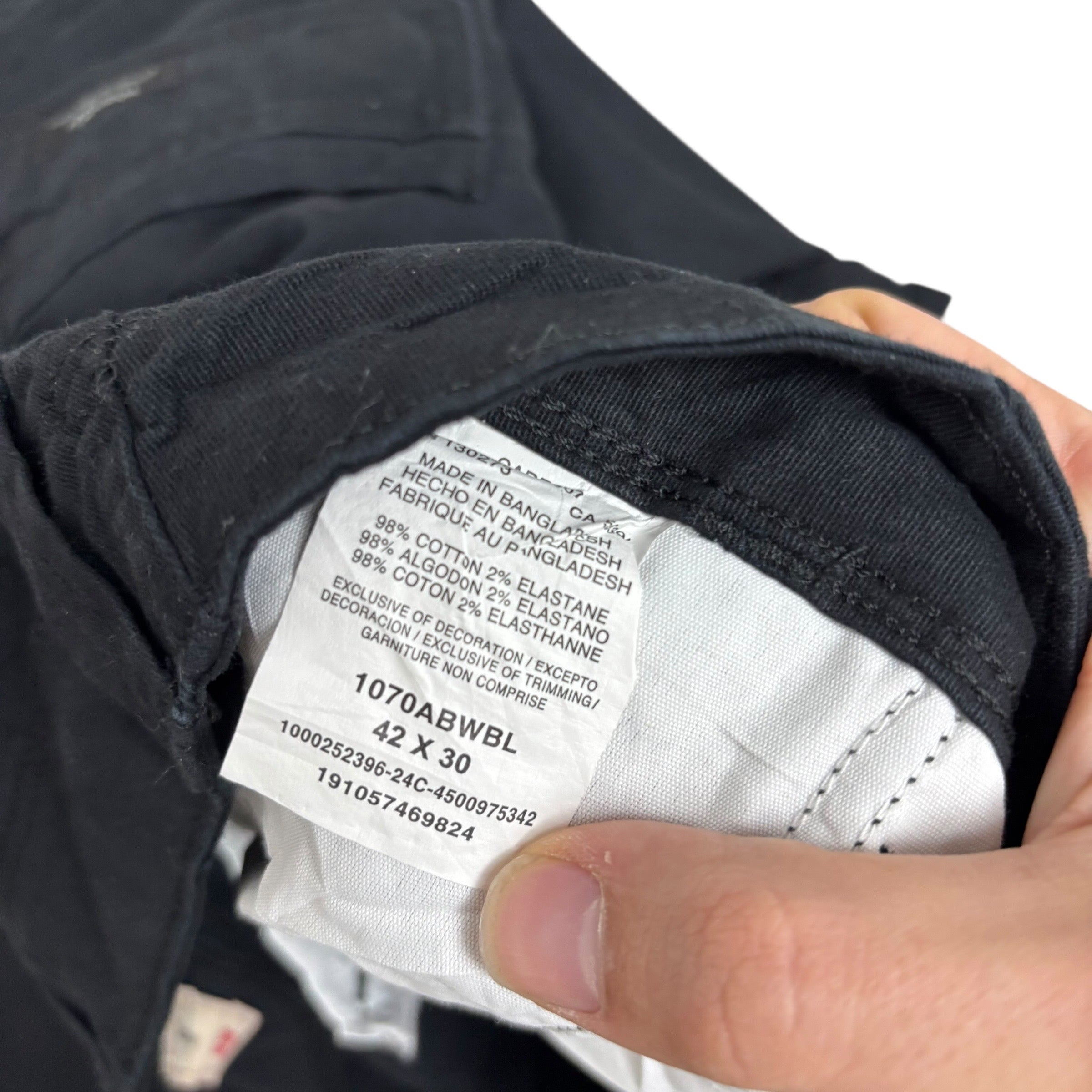 Wrangler Cargo Trousers W42 L30 Mens Black Relaxed Straight Fit Stetch Pants (E)