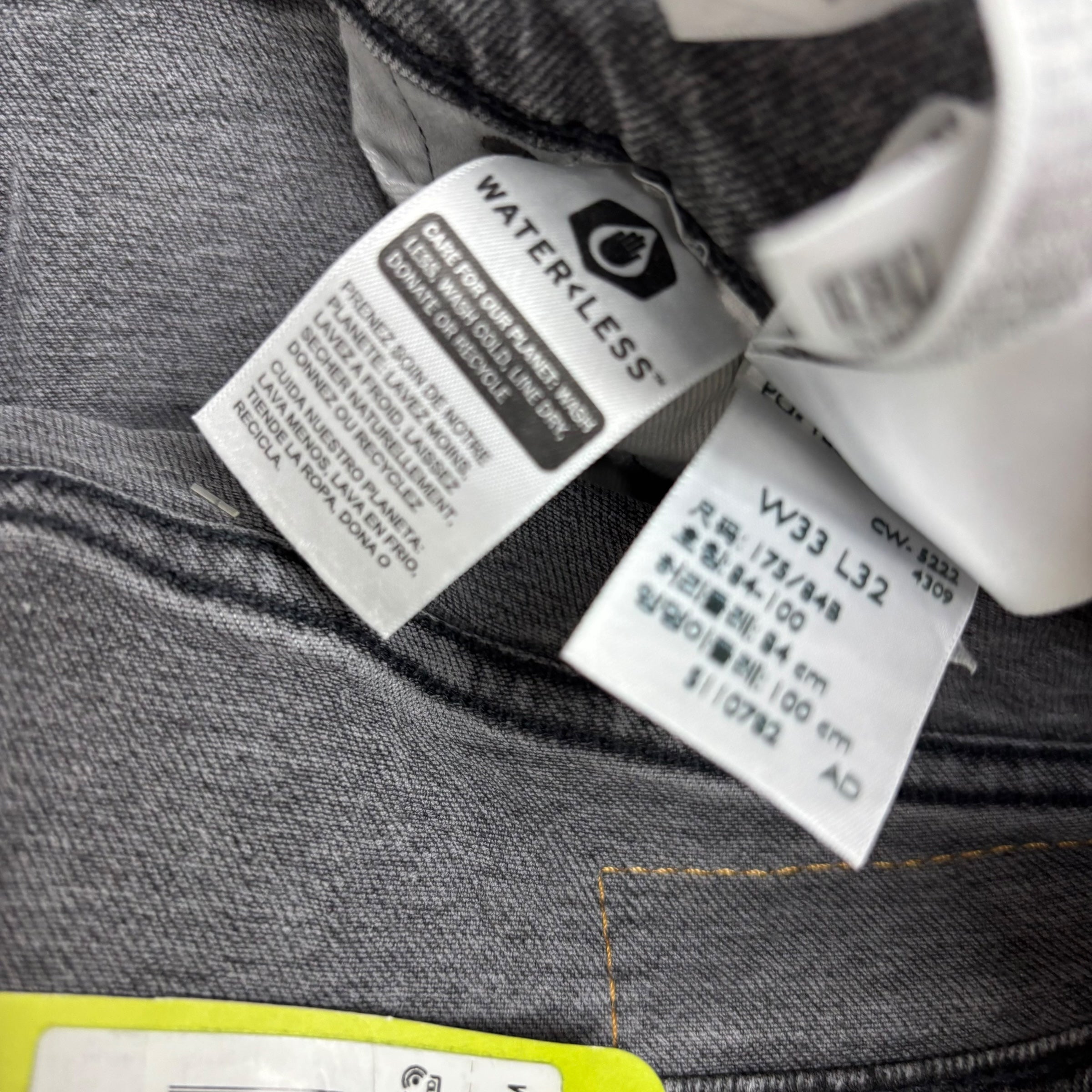 Levis 511 Jeans W33 L34 Mens Grey Slim Fit Stretch Denim (E)