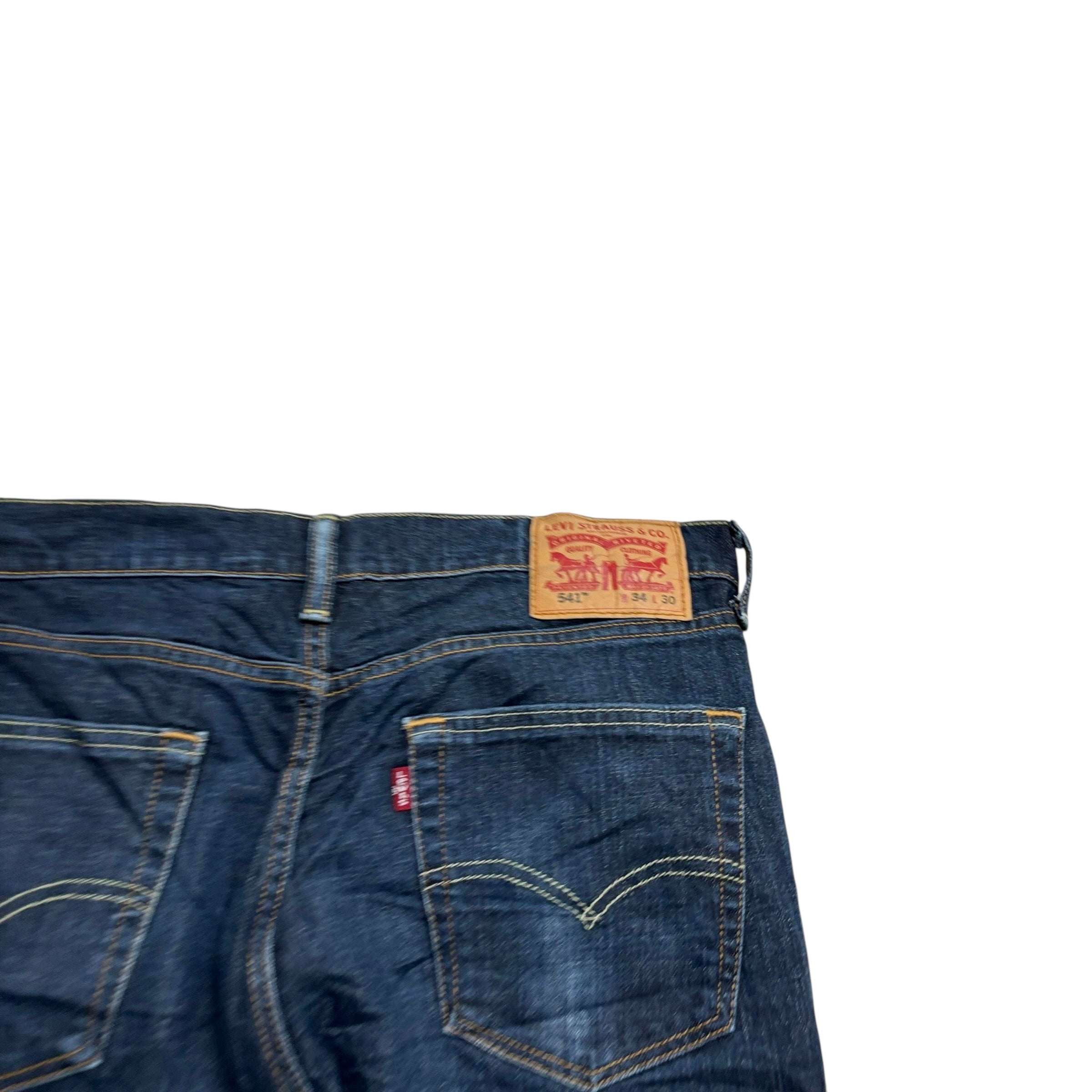 Levis 541 Jeans W33 L29 Mens Dark Blue Athletic Tapered Fit Stretch Denim