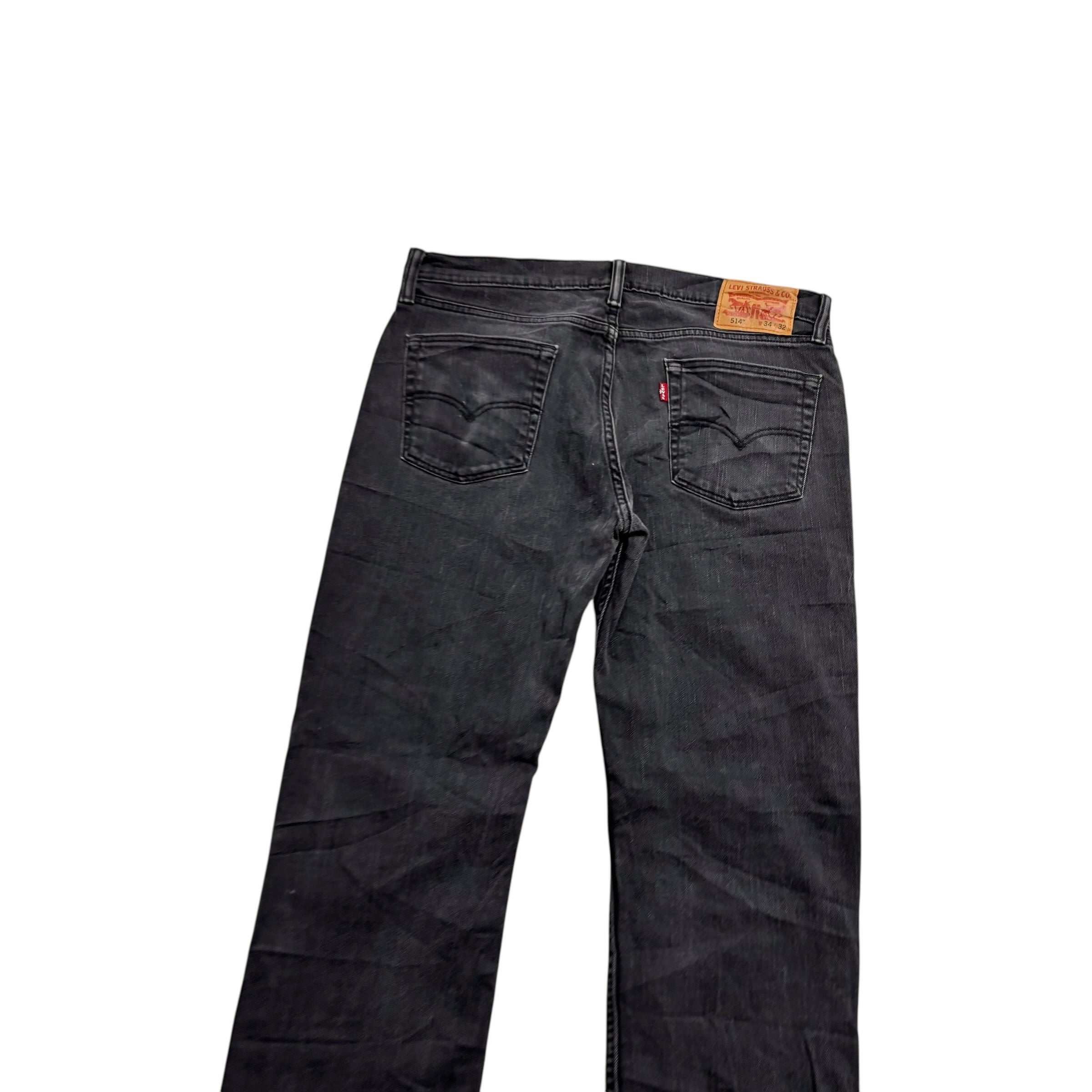 Levis 514 Jeans W34 L31 Mens Black Regular Straight Fit Stretch Denim