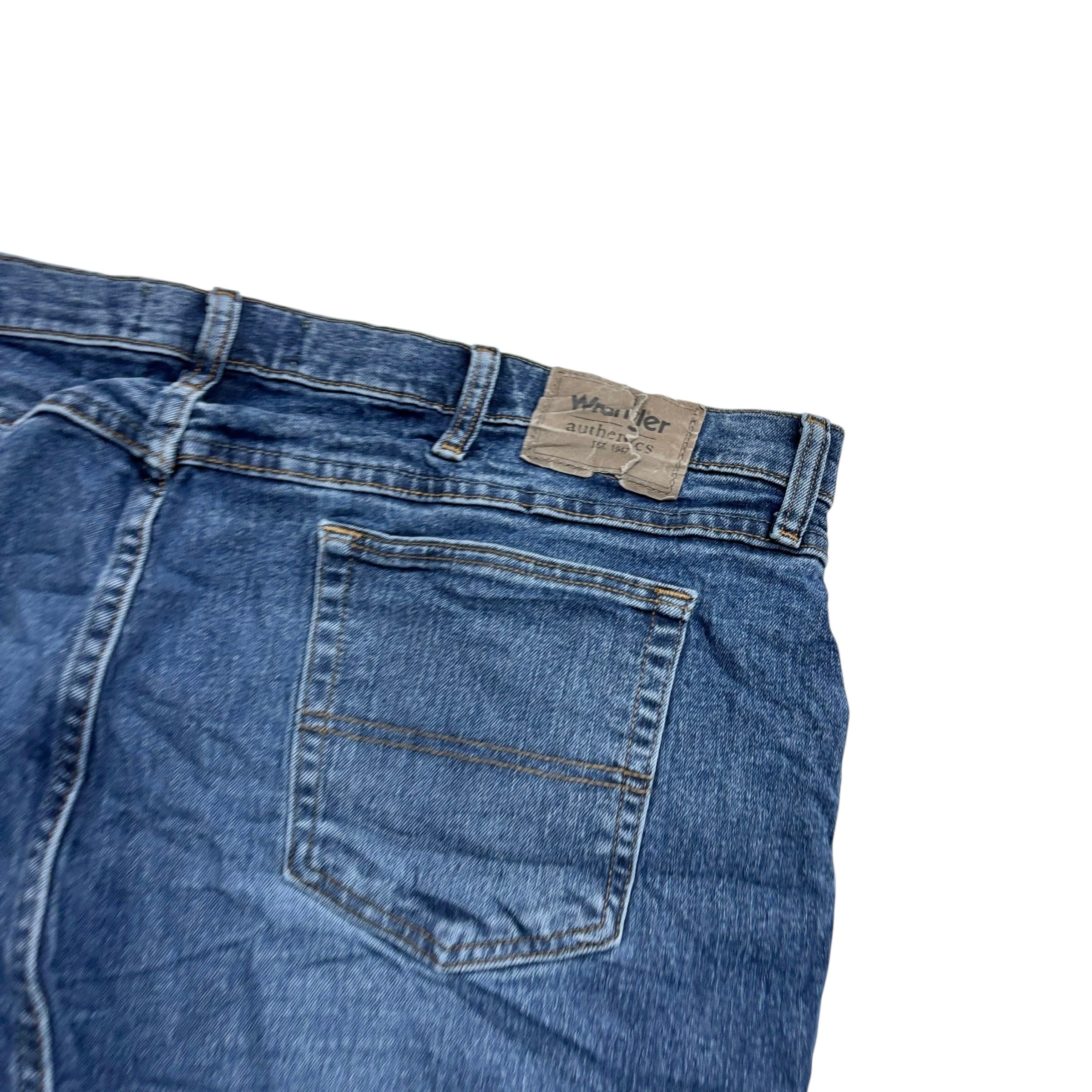 Wrangler Jeans W44 L34 Mens Mid Blue Relaxed Straight Fit Stretch Denim (E)