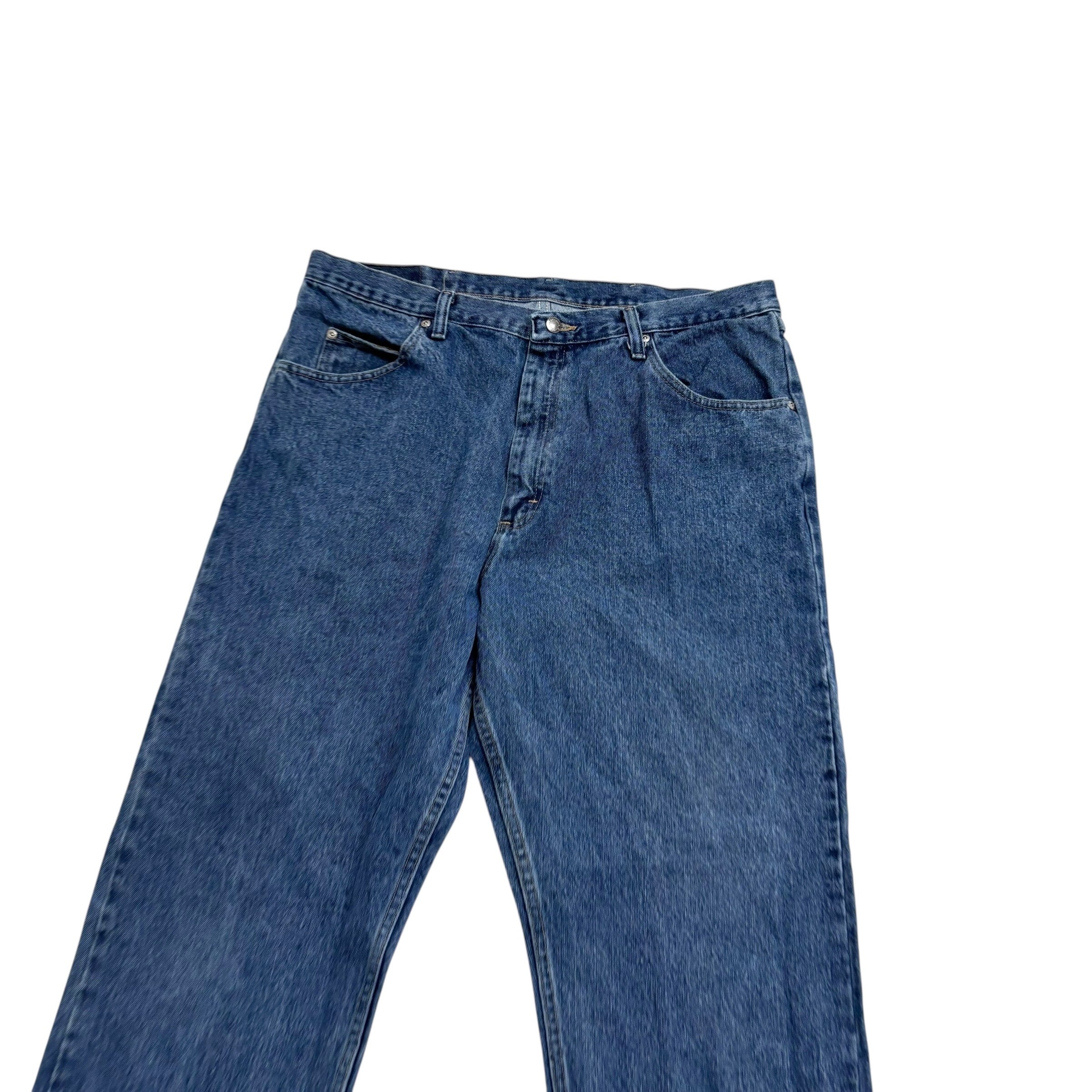 Wrangler Jeans W38 L34 Mens Mid Blue Relaxed Straight Fit Denim (E)