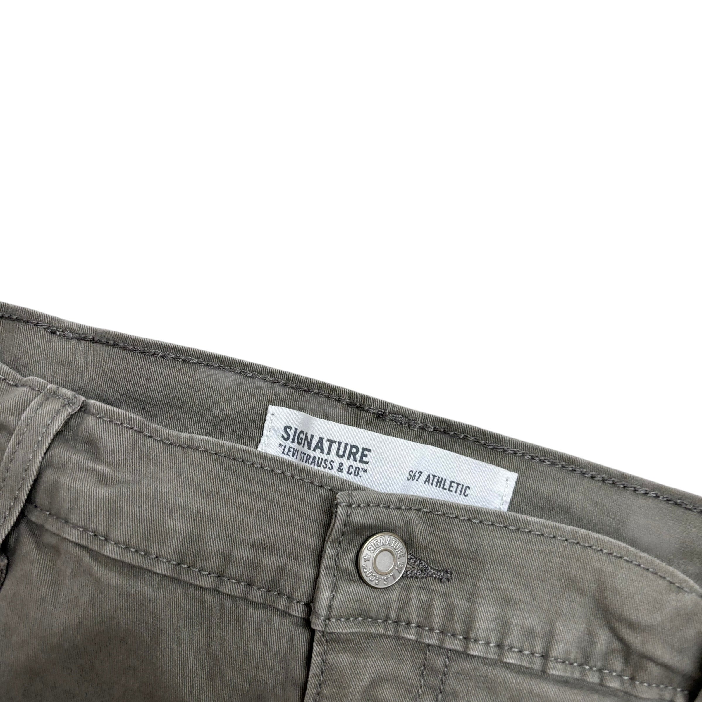 Levis Signature Trousers W36 L29 Mens Green Athletic Straight Fit Pants (E)