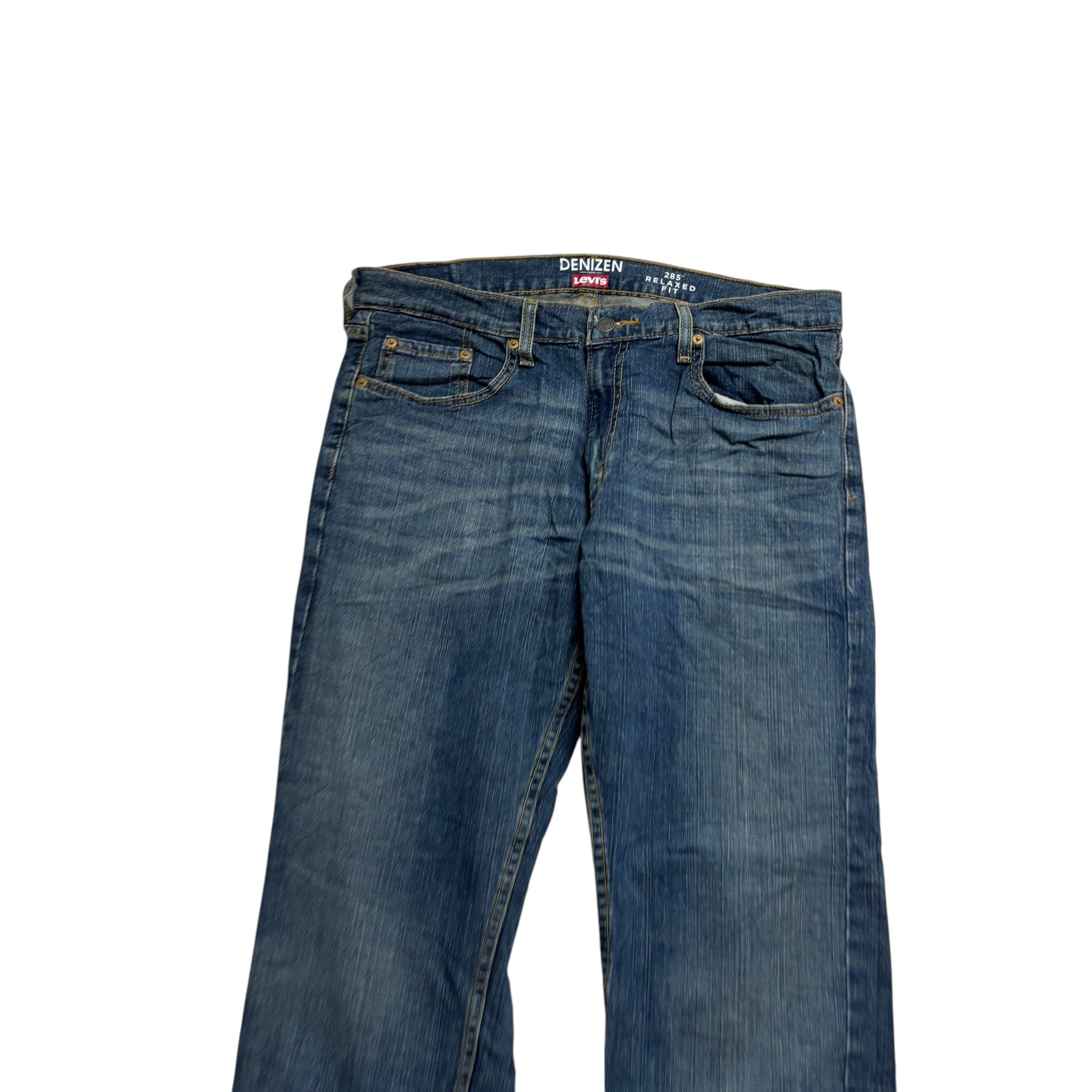 Levis Denizen Jeans W34 L30 Mens Dark Blue Relaxed Straight Fit Stretch (E)