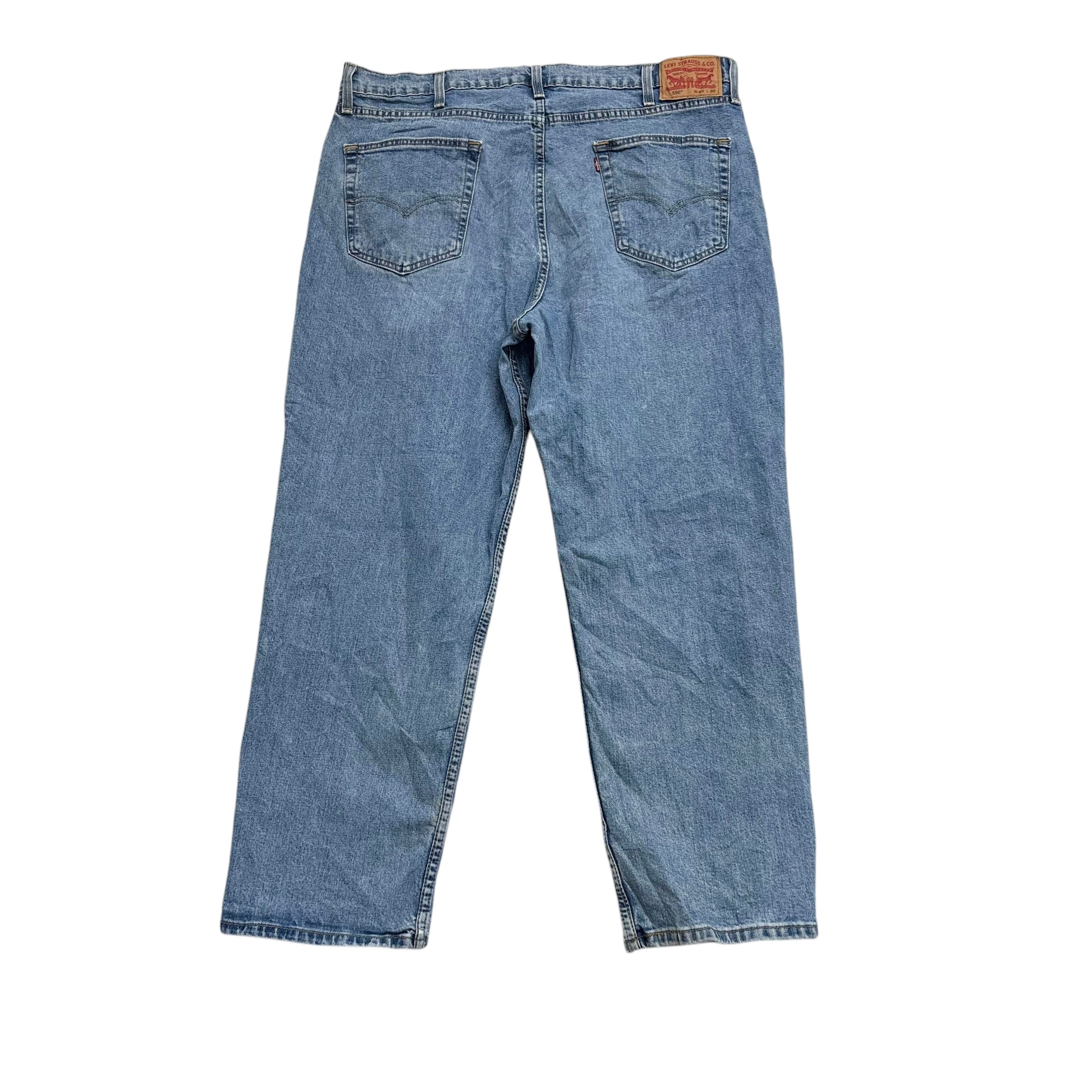 Levis 550 Jeans W40 L30 Mens Light Blue Relaxed Straight Fit Stretch Denim (E)