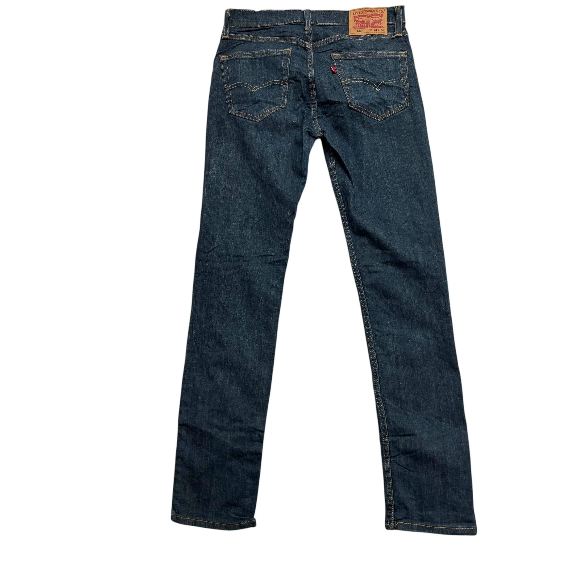 Levis 511 Jeans W31 L32 Mens Dark Blue Slim Fit Stretch Denim (E)