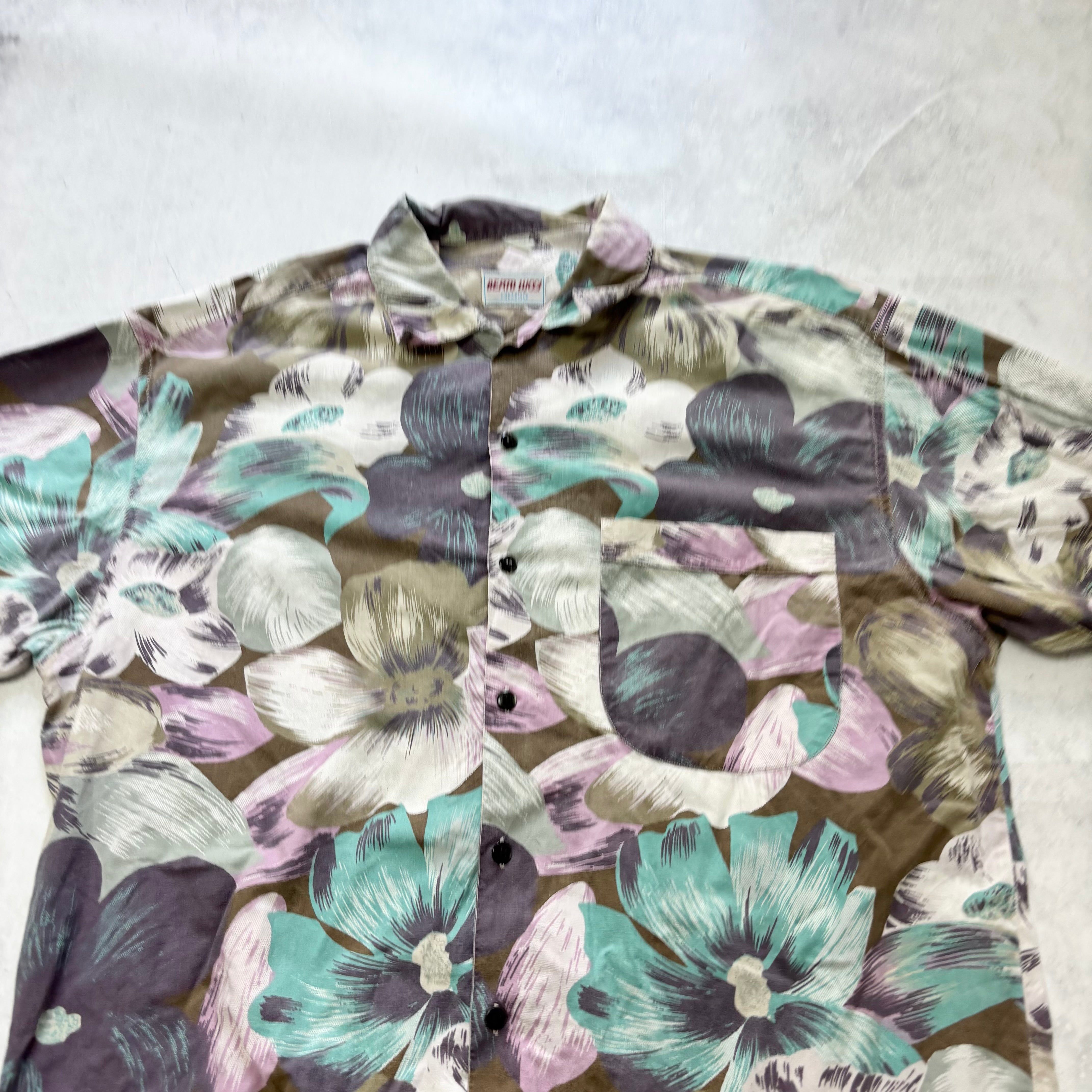 Vintage Hawaiian Shirt Mens Large Multi Floral Aloha Short Sleeve (E)
