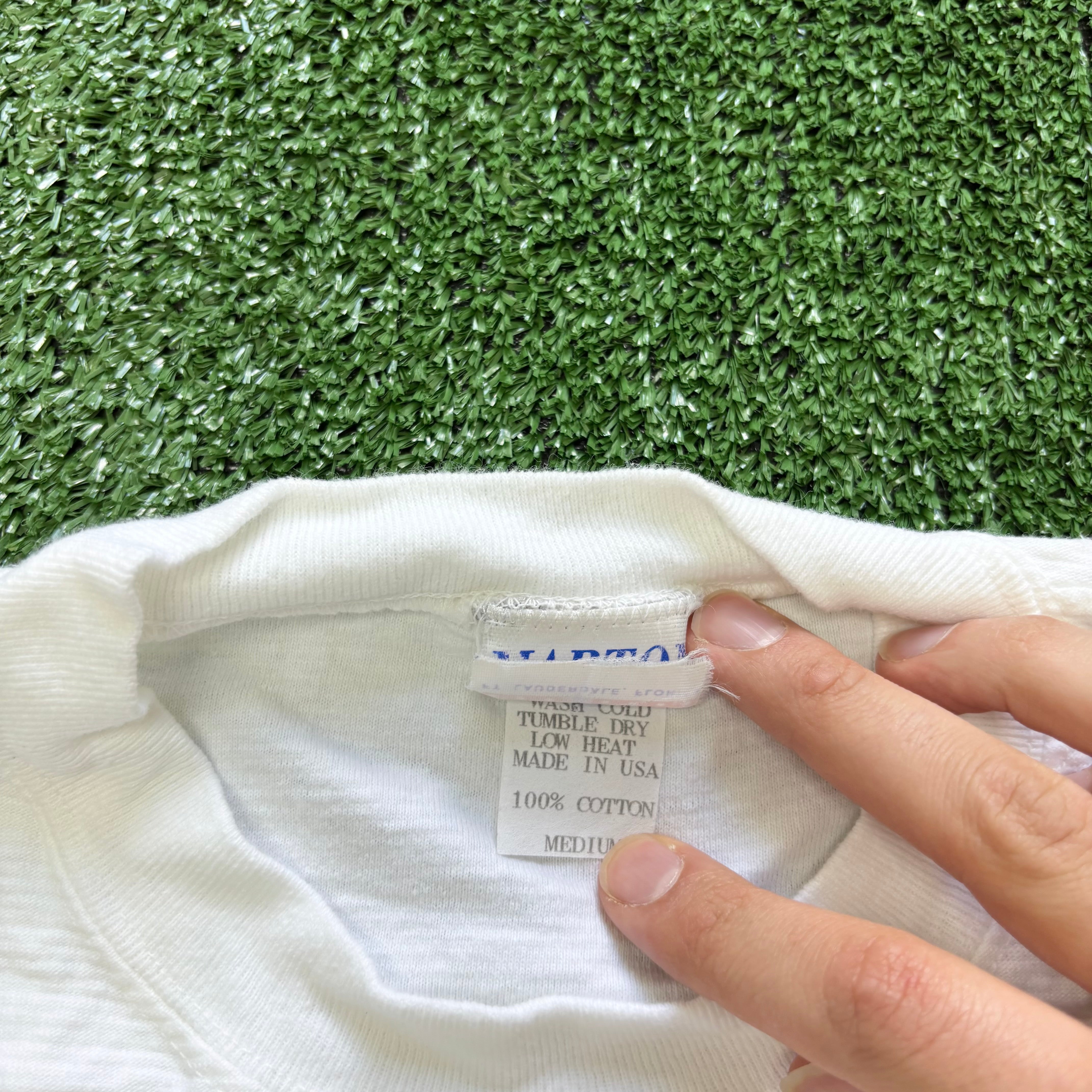 Vintage T Shirt Mens Medium White Single Stitch Graphic Print 90s USA (E)