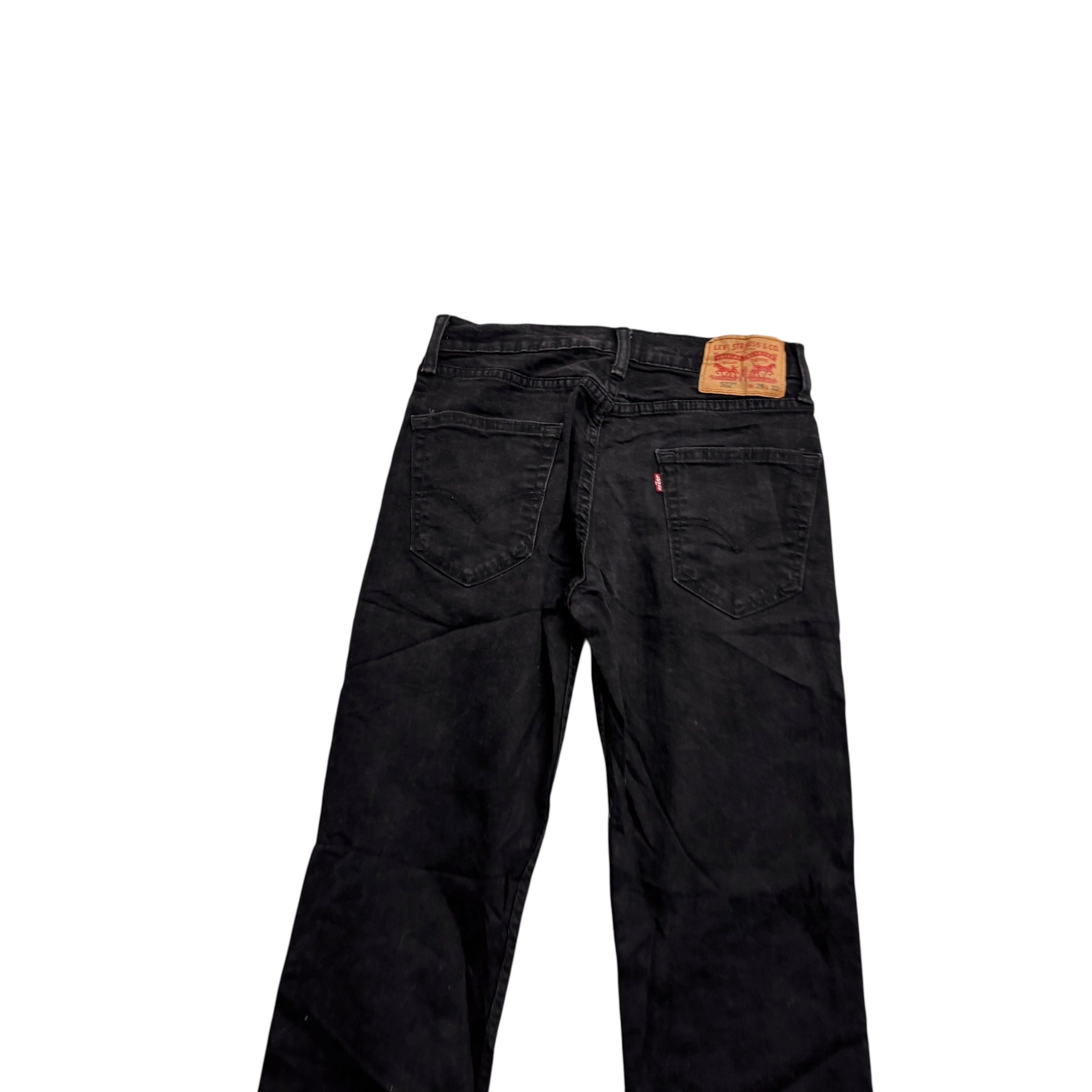 Levis 502 Jeans W28 L32 Mens Black Regular Tapered Fit Stretch Denim (E)