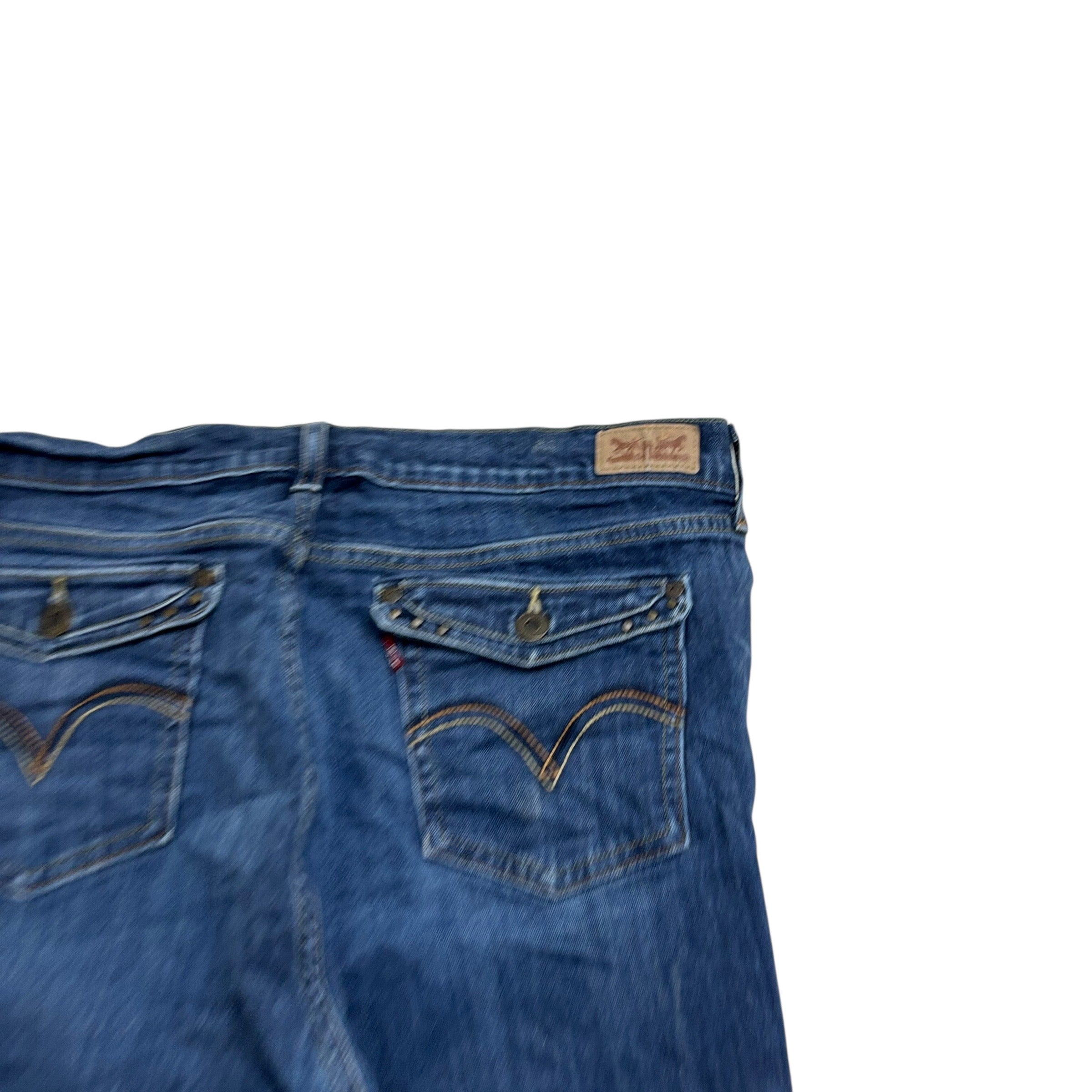 Levis 515 Jeans W33 L32 Womens Regular Bootcut Dark Blue Stretch Denim (E)