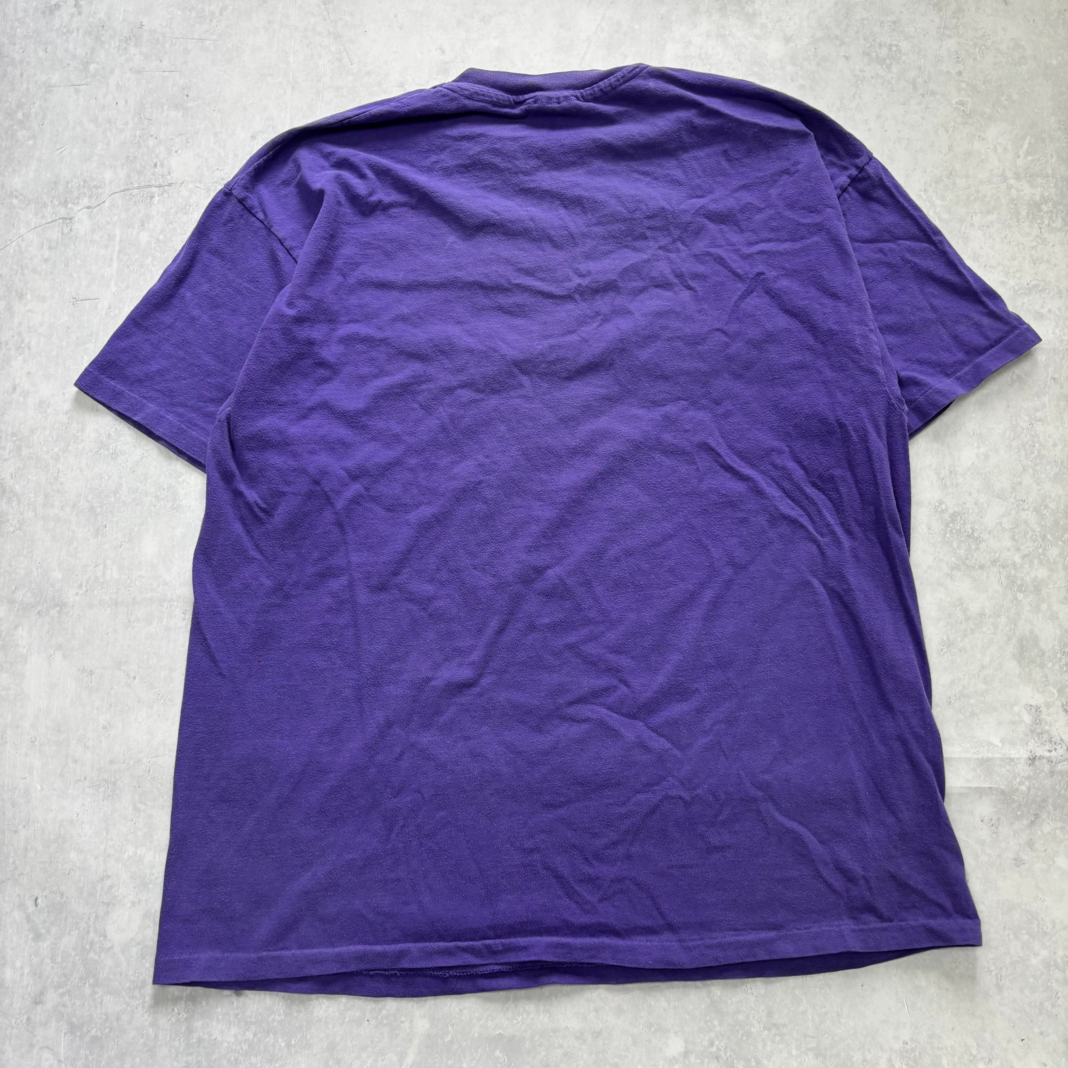 Vintage T Shirt Mens XL Purple Single Stitch Graphic Print 90s Flowers Birds