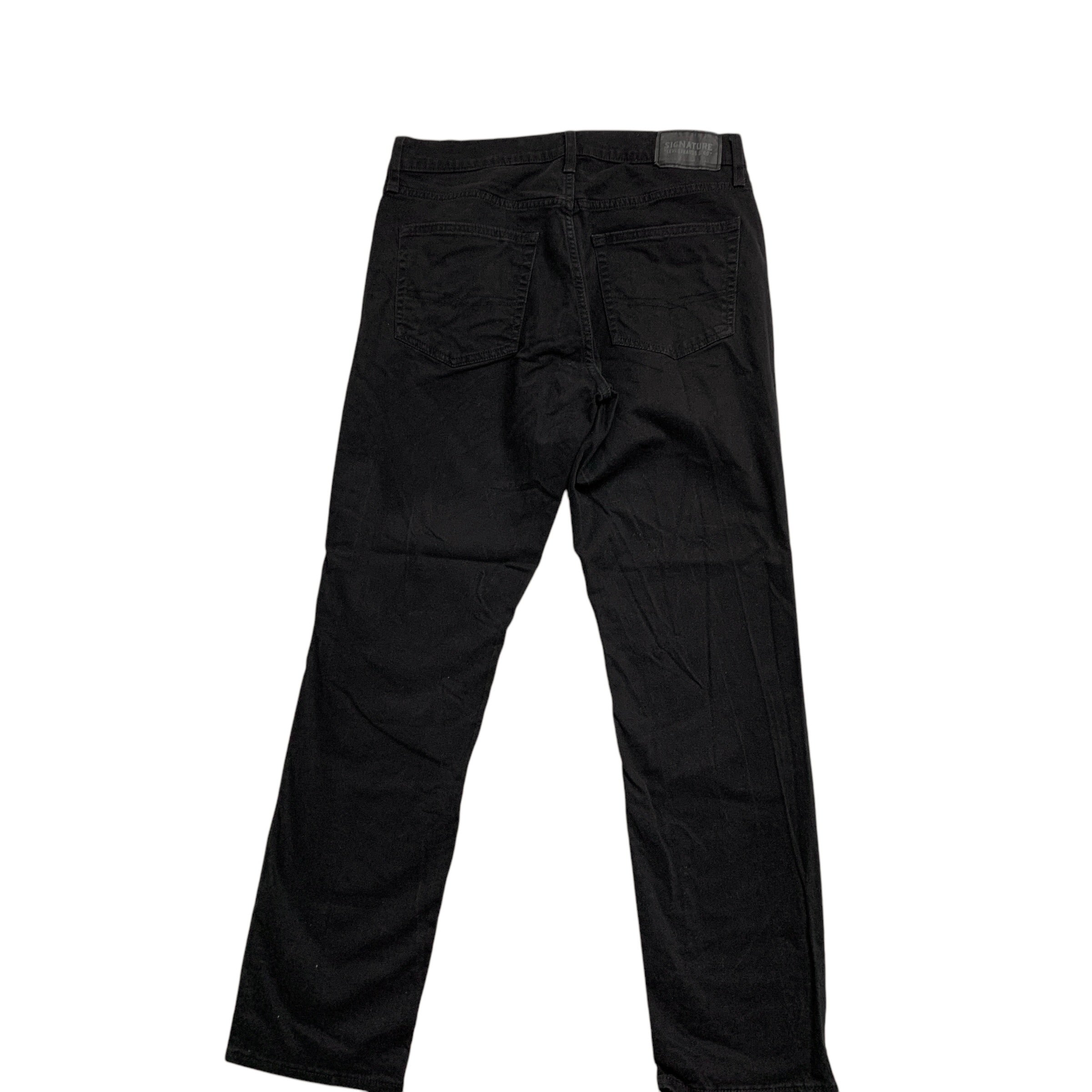 Levis Signature Trousers W32 L31 Mens Black Athletic Fit Stretch Pants (E)