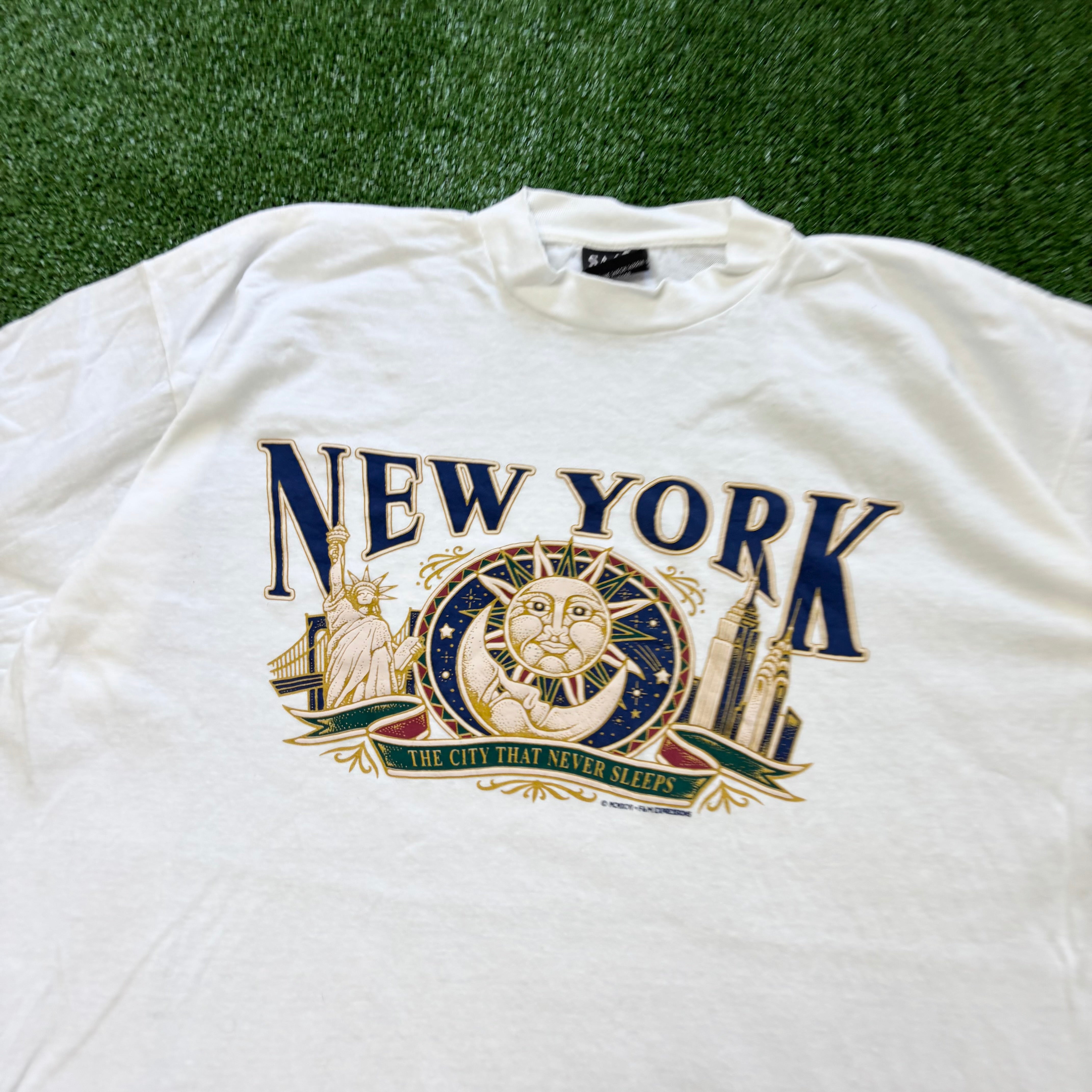 Vintage T Shirt Mens Large White Single Stitch Graphic Print 90s USA (E)