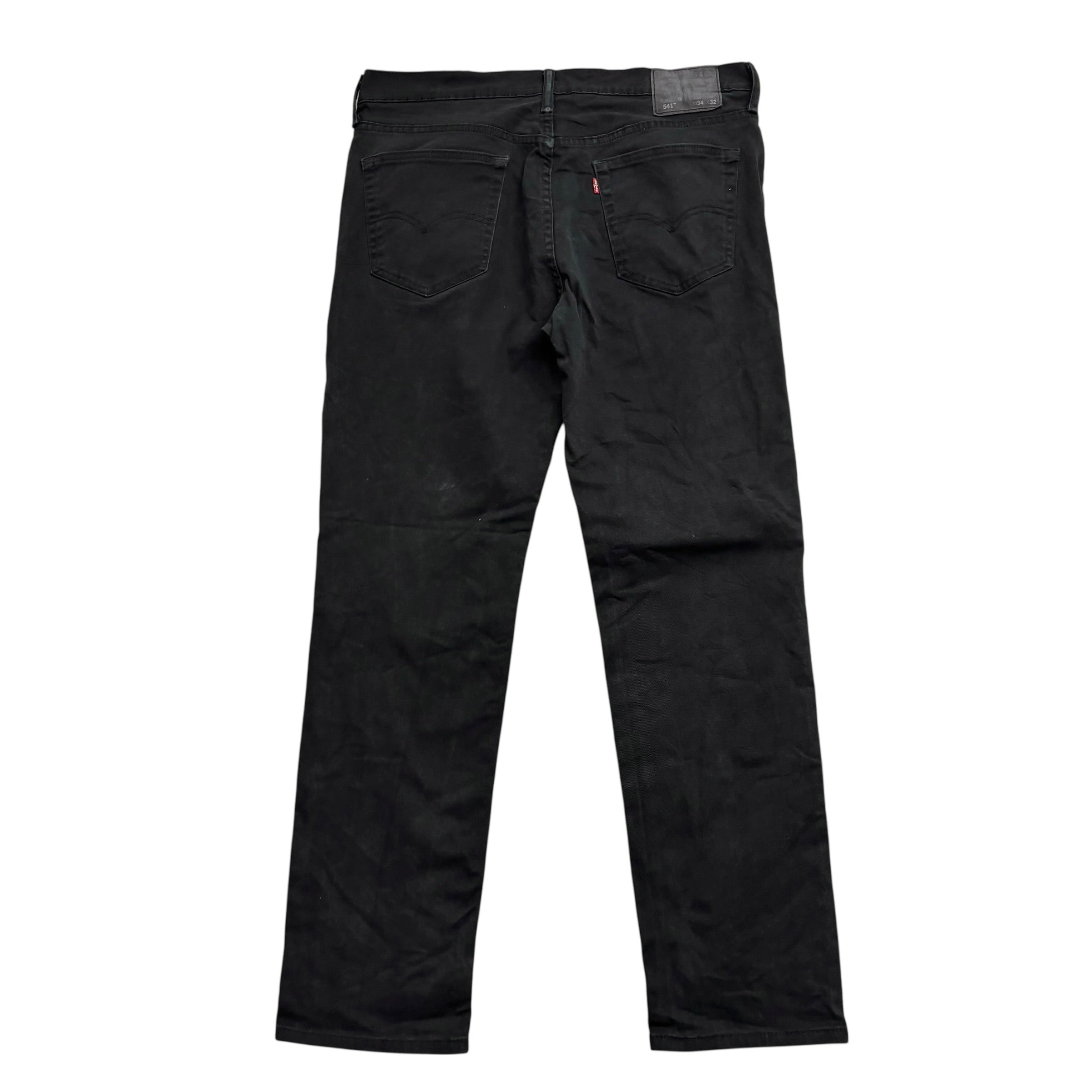 Levis 541 Jeans W34 L32 Mens Black Athletic Tapered Fit Stretch Denim (E)