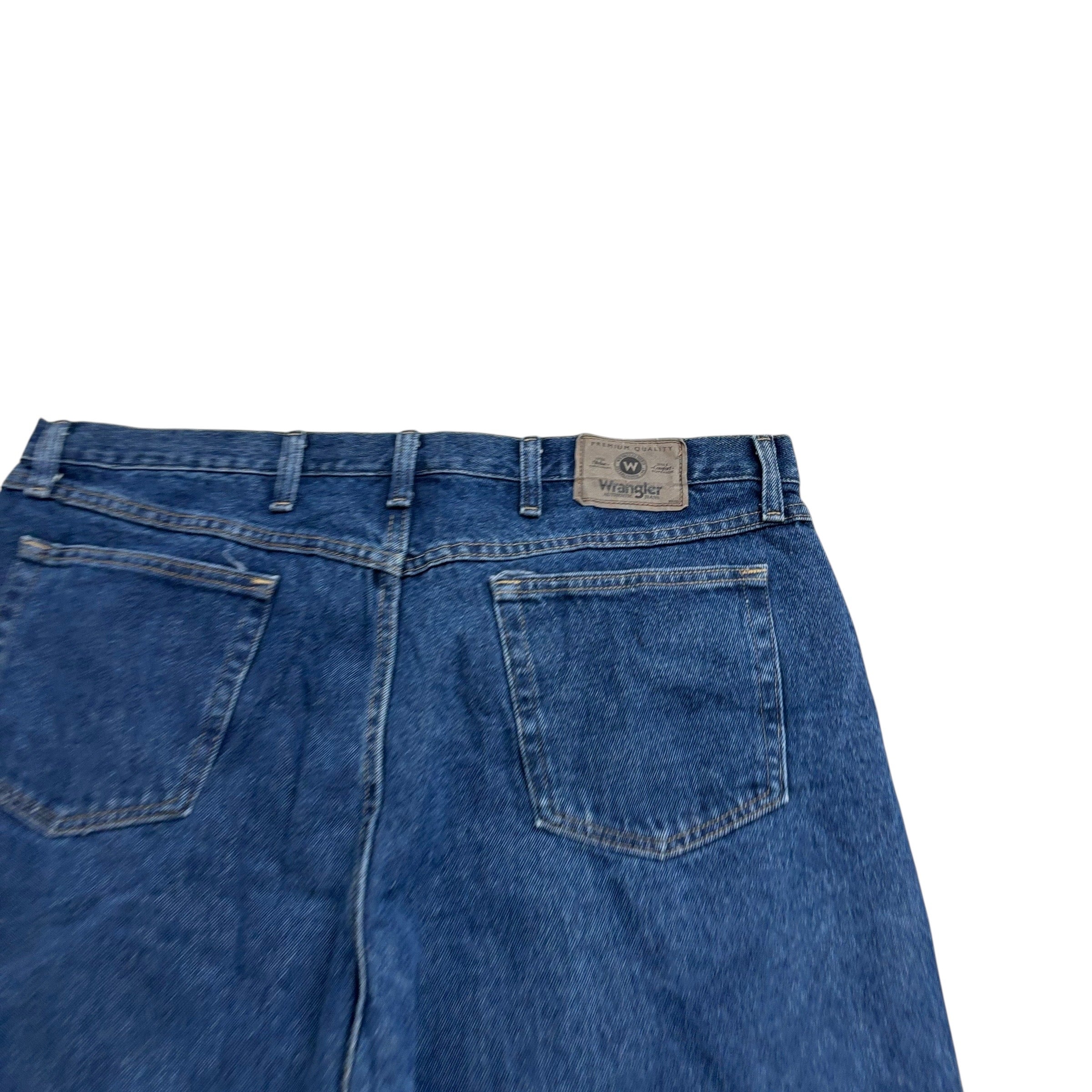 Wrangler Jeans W40 L30 Mens Mid Blue Relaxed Straight Fit Baggy Denim (E)