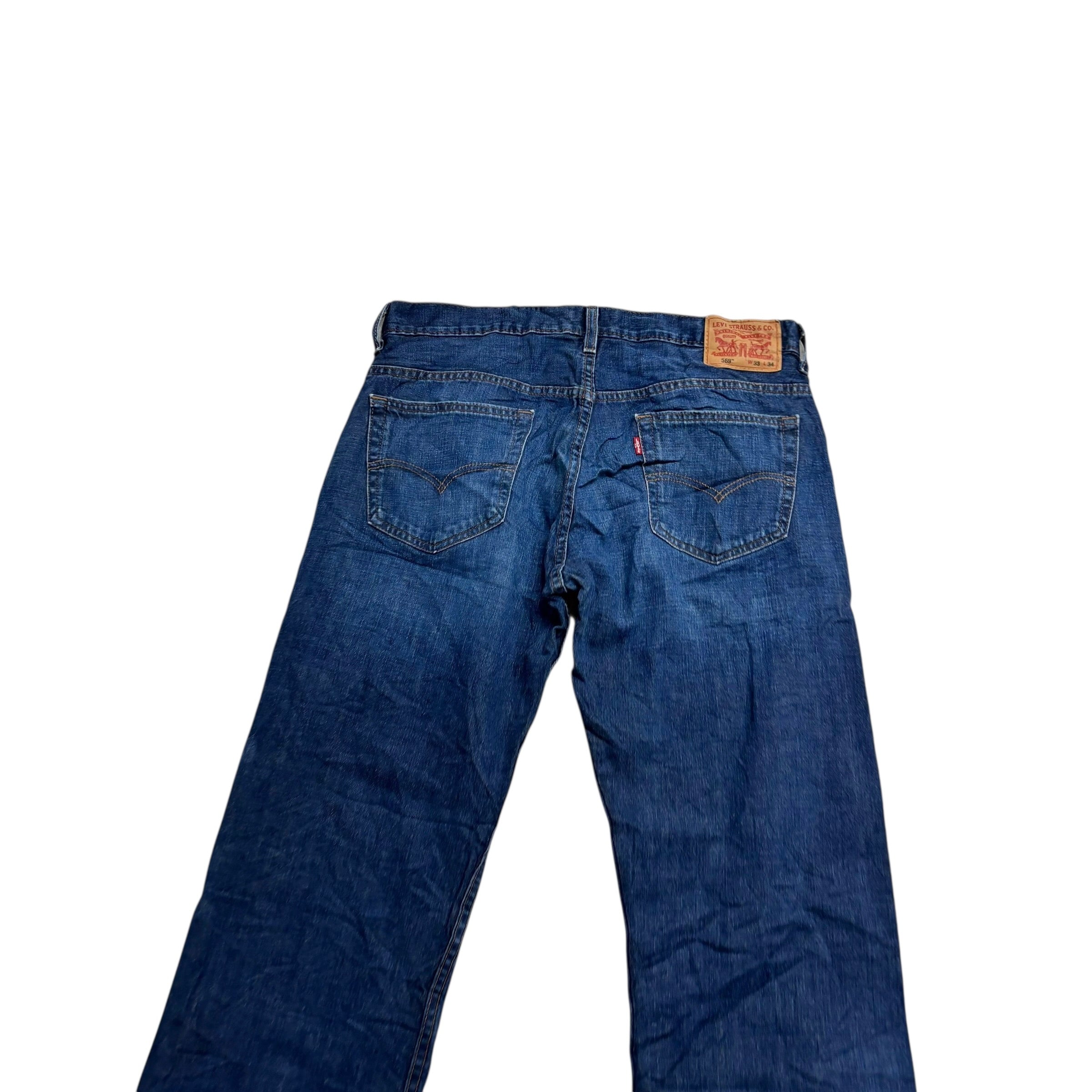 Levis 569 Jeans W33 L34 Mens Dark Blue Baggy Relaxed Straight Fit Denim