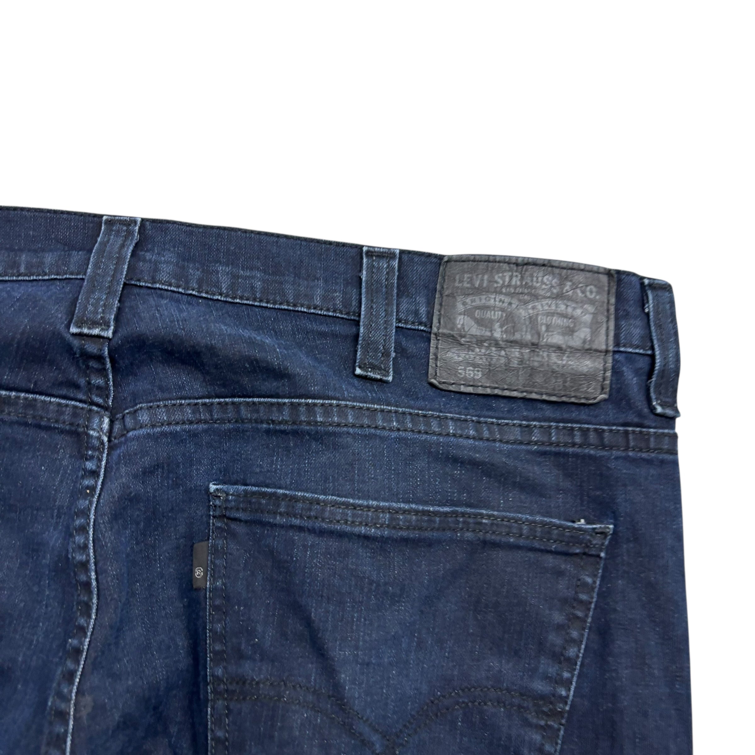 Levis 569 Jeans W38 L30 Mens Navy Blue Baggy Relaxed Fit Stretch Denim