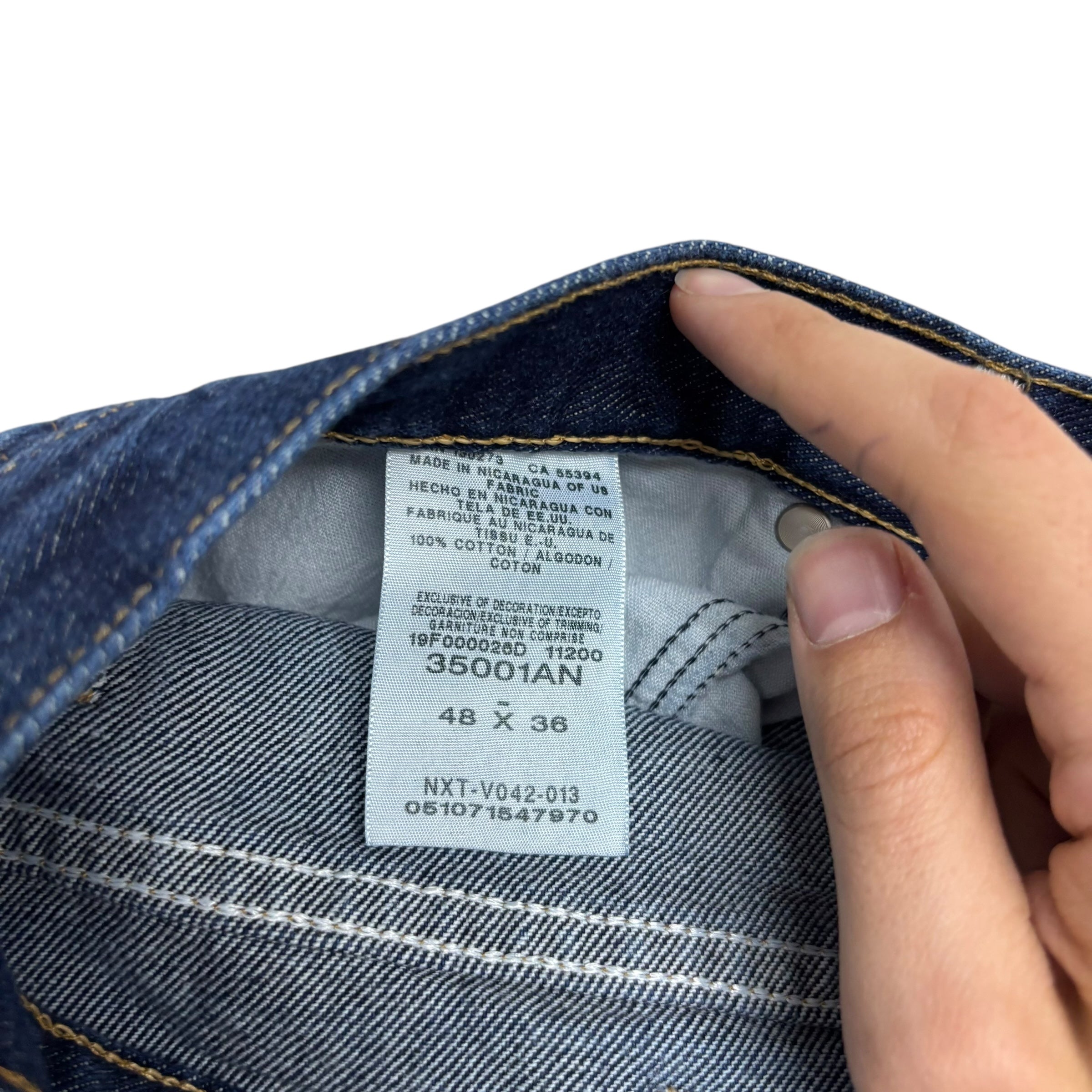 Wrangler Jeans W48 L36 Mens Dark Blue Relaxed Straight Fit Vintage Denim (E)