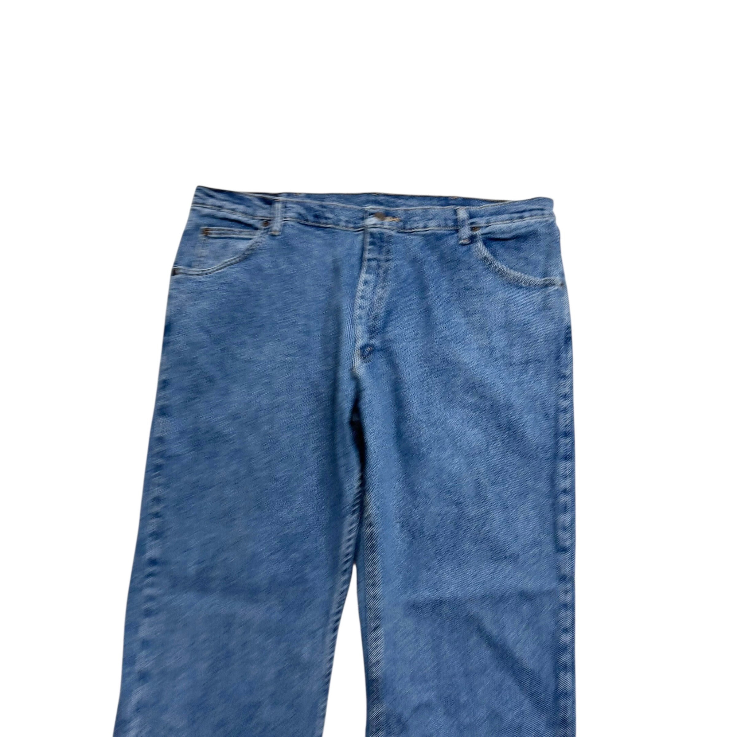 Wrangler Jeans W40 L30 Mens Mid Blue Regular Straight Fit Stretch Denim (E)