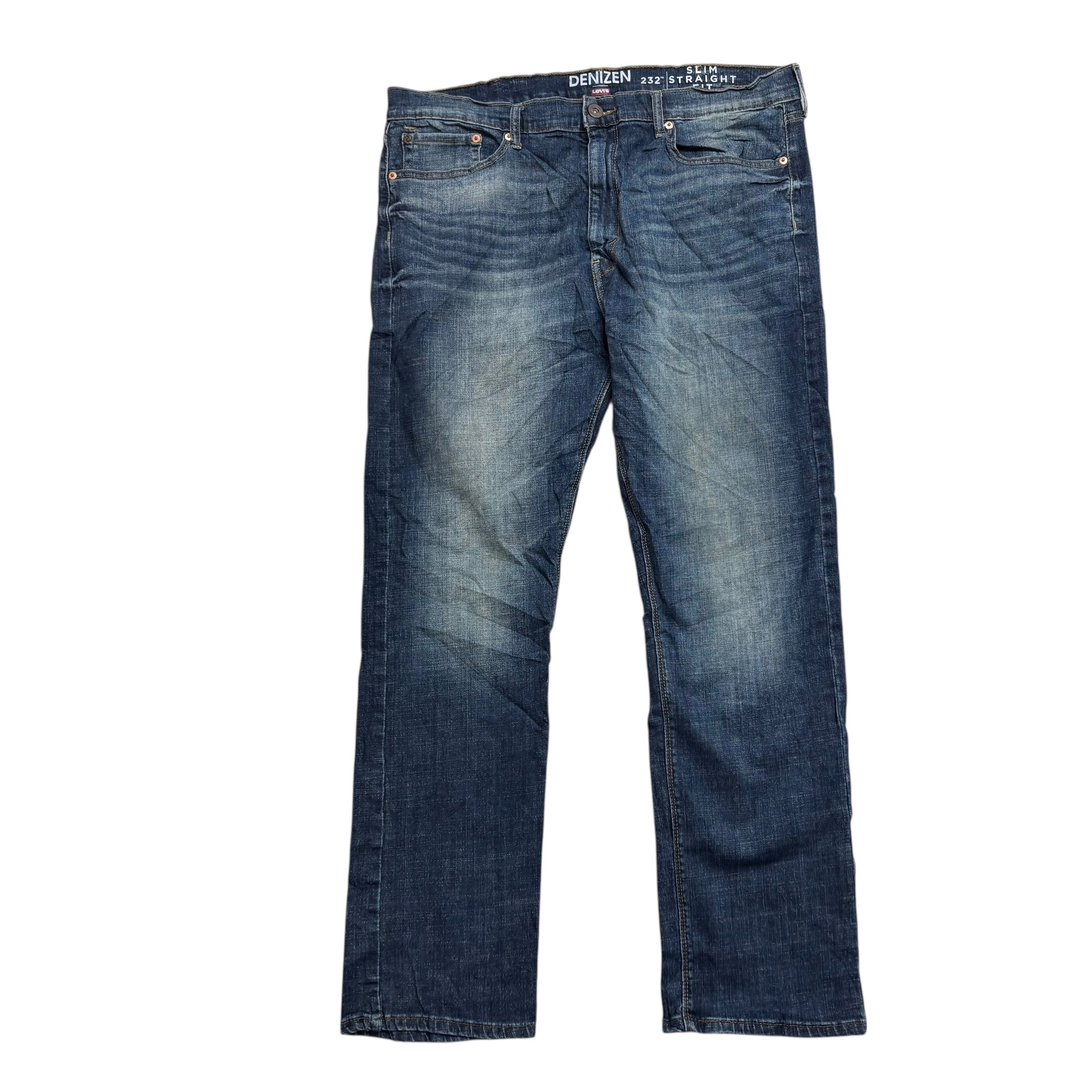 Levis Denizen Jeans W38 L32 Mens Dark Blue Slim Straight Fit Stretch (E)