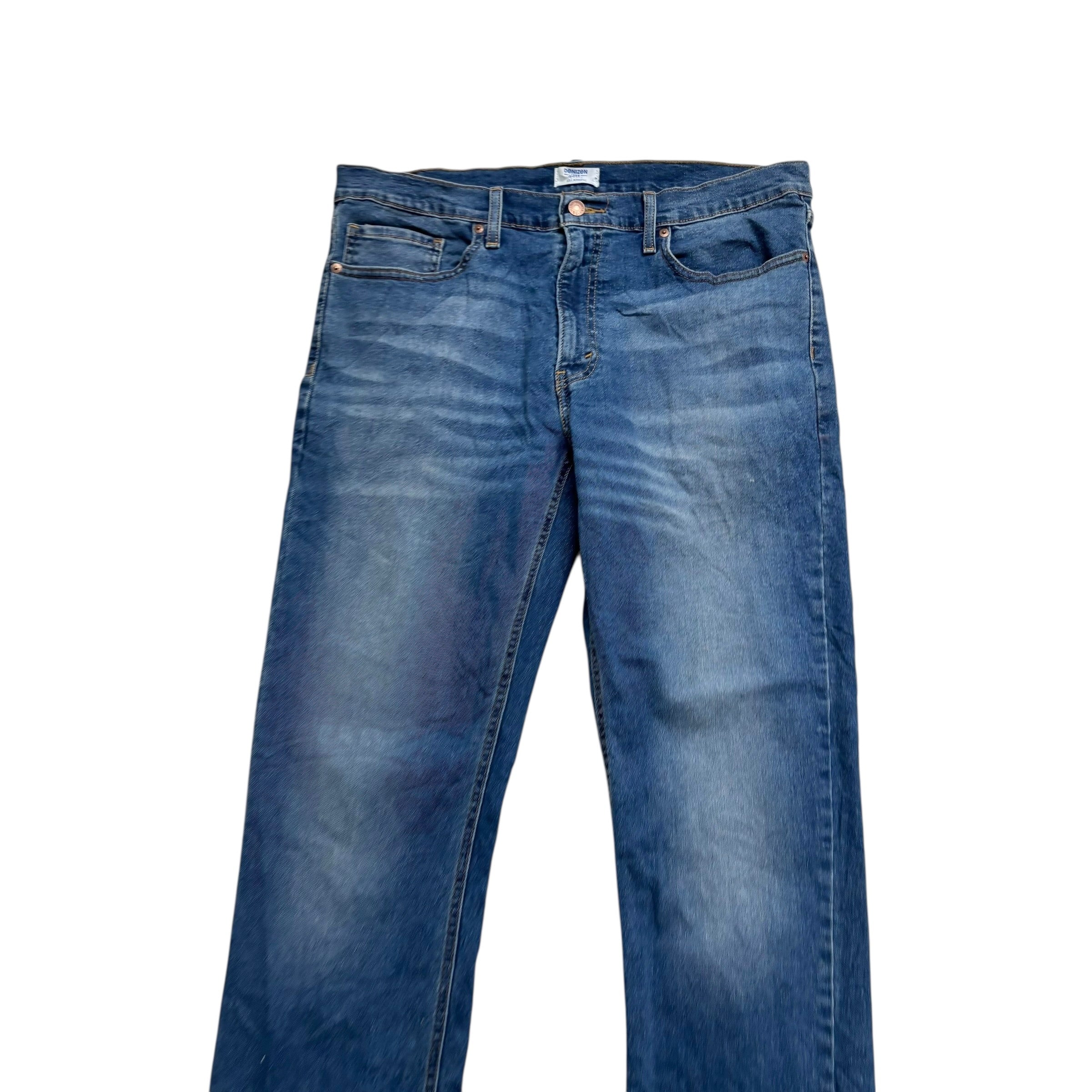 Levis Denizen Jeans W36 L34 Mens Mid Blue Athletic Tapered Fit Stretch (E)