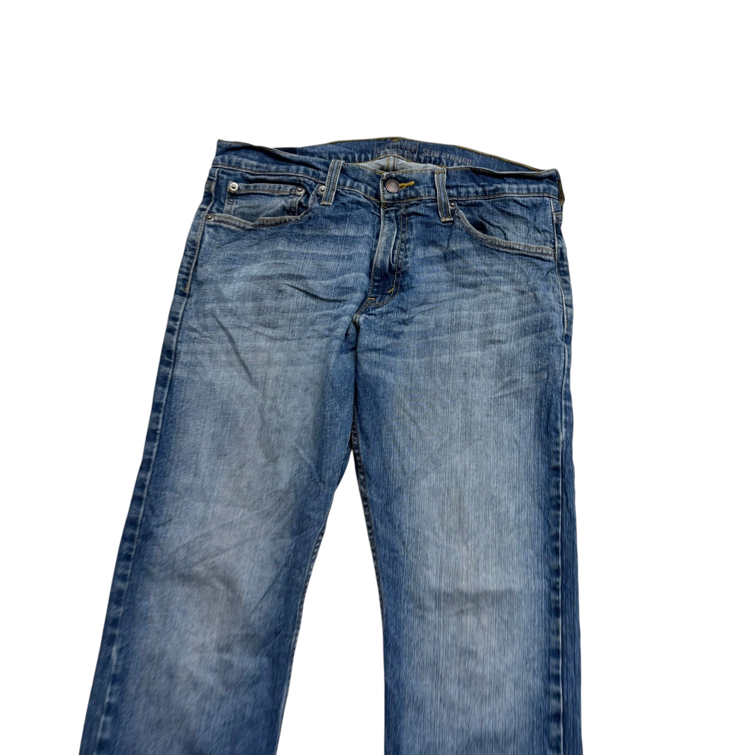 Levis Signature Jeans W32 L30 Mens Mid Blue Slim Straight Fit Stretch Denim