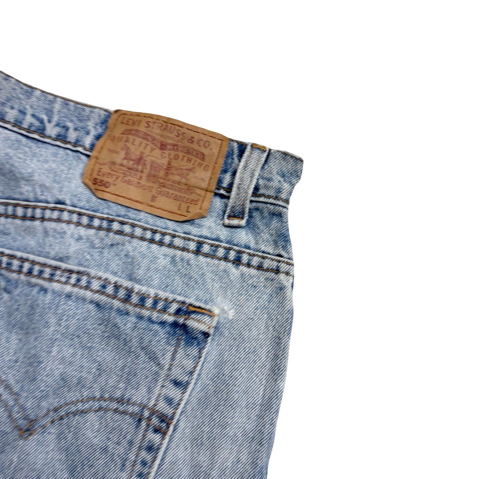 Levis 550 Jeans W38 L34 Womens Light Blue Relaxed Tapered Fit Denim