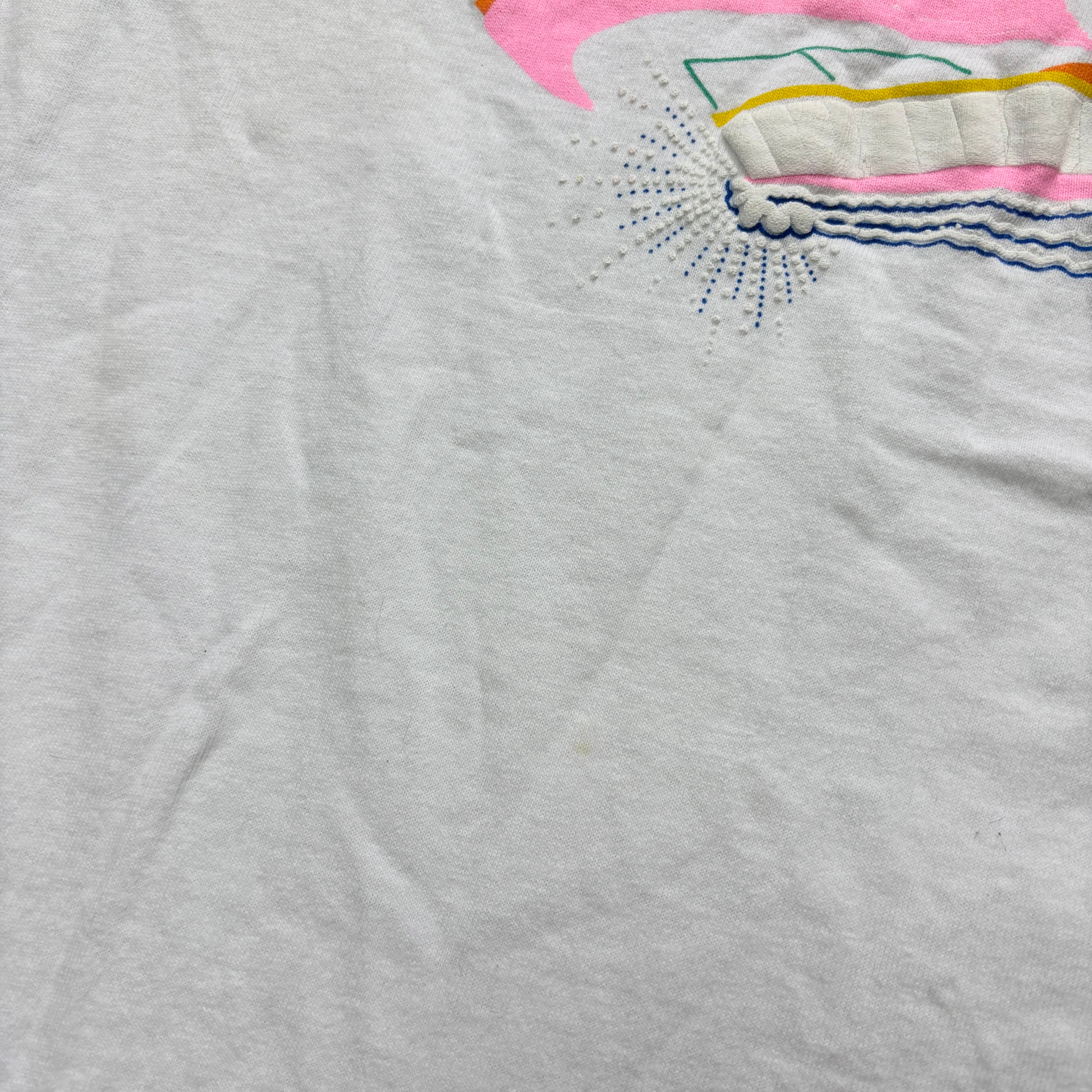 Vintage T Shirt Mens Large White Single Stitch Graphic Print 90s USA Tourist