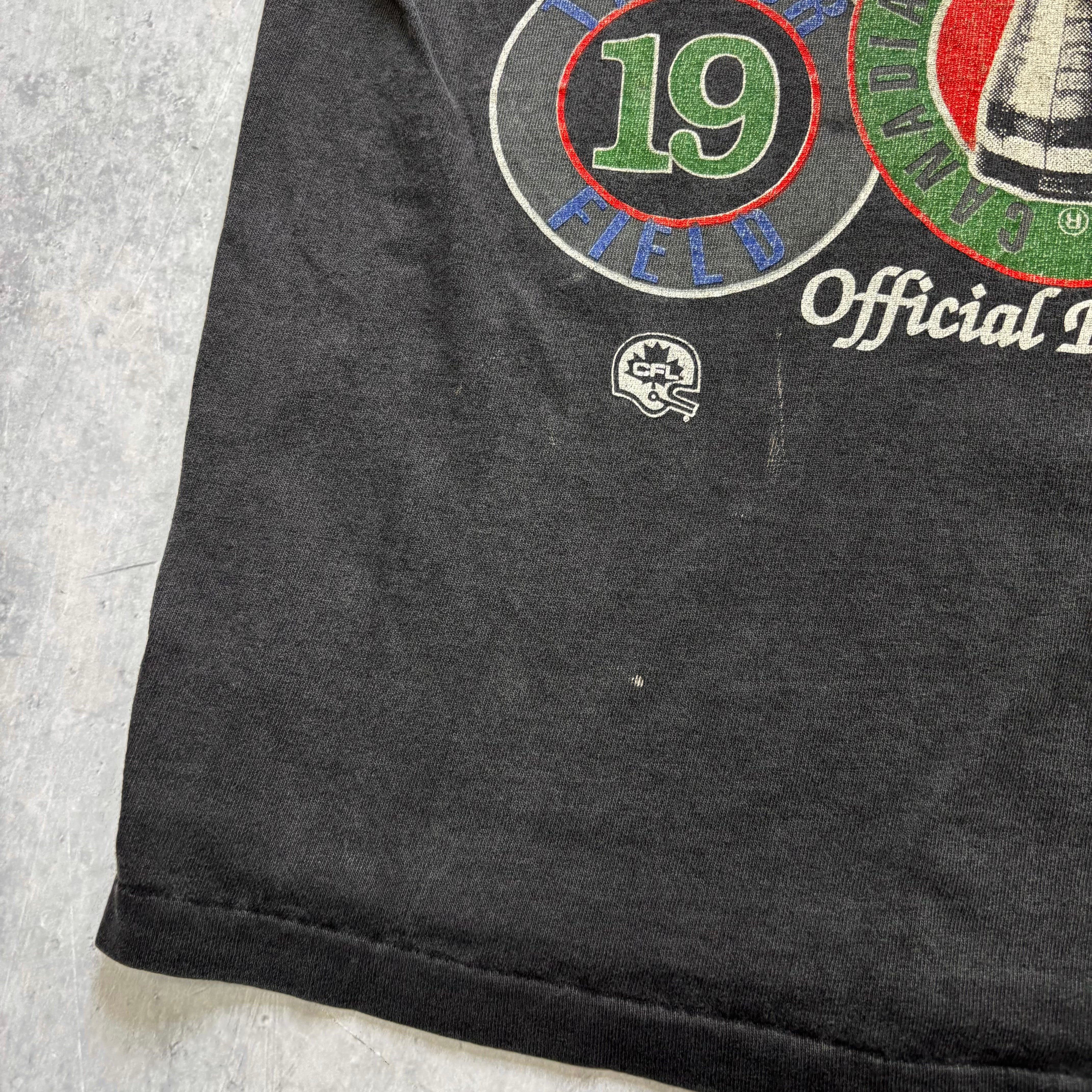 Vintage T Shirt Mens Medium Black Single Stitch Graphic Print 90s USA NFL