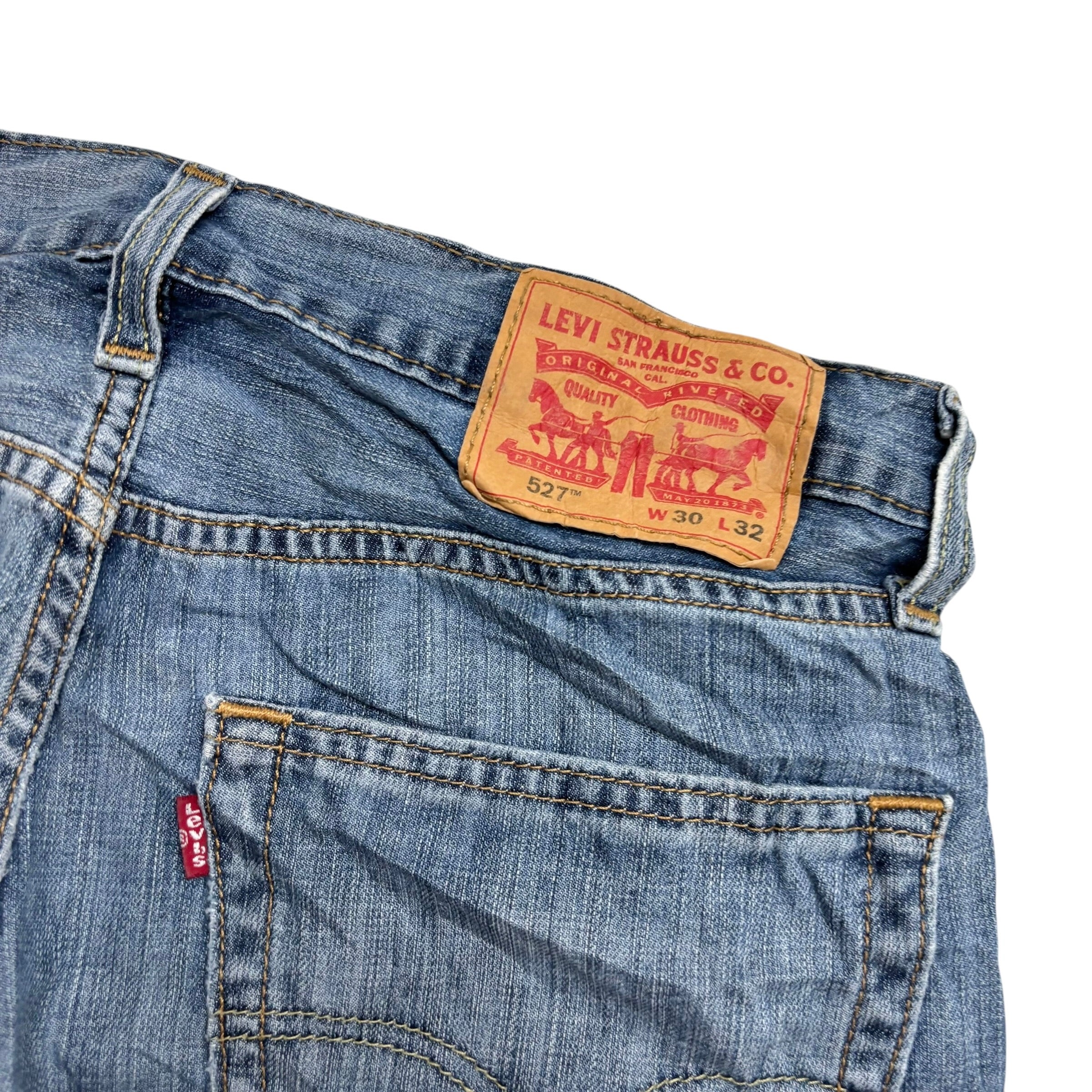 Levis 527 Jeans W30 L32 Mens Mid Blue Slim Bootcut Fit Denim (E)