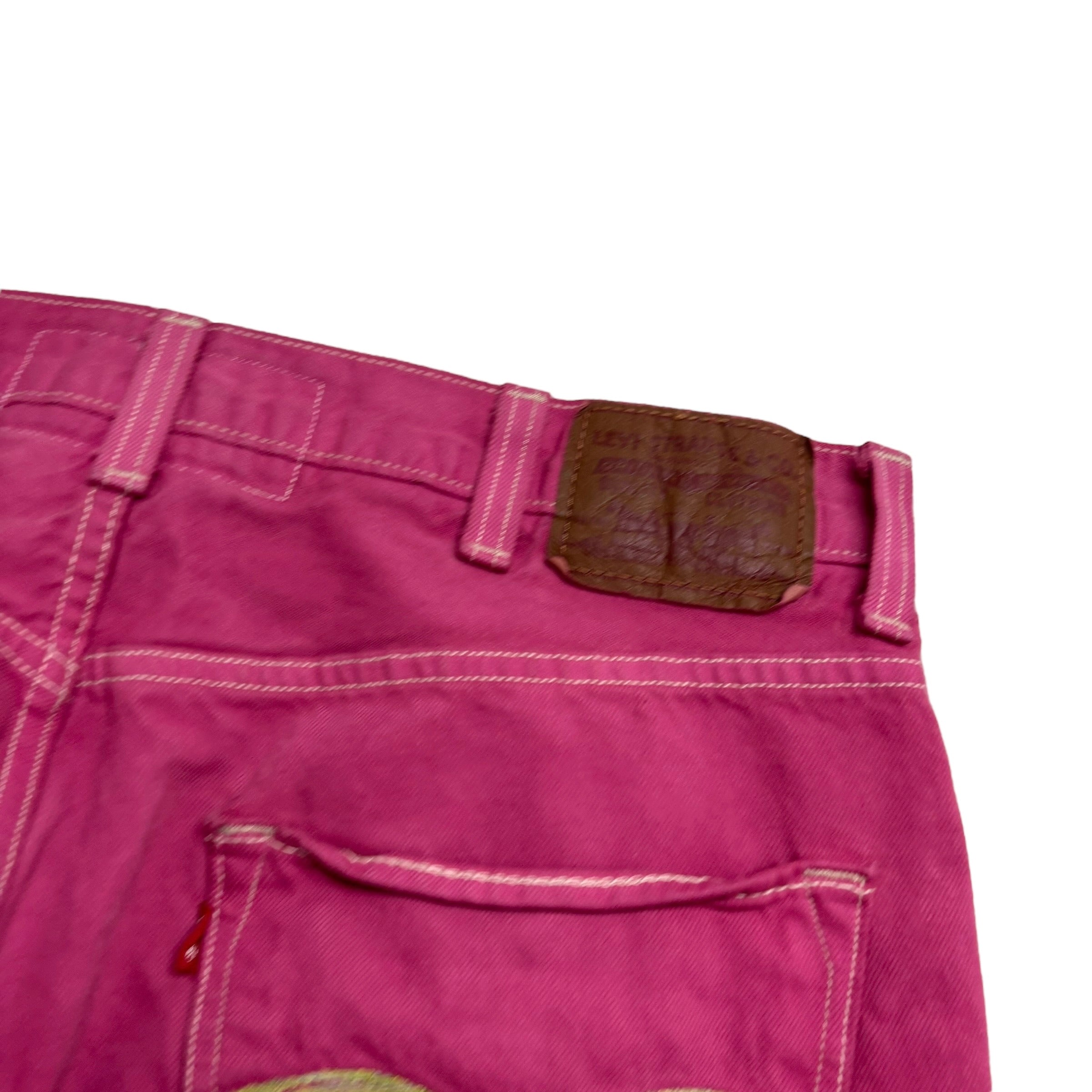 Levis 569 Jeans W38 L32 Mens Pink Baggy Relaxed Straight Fit Vintage Denim (F)