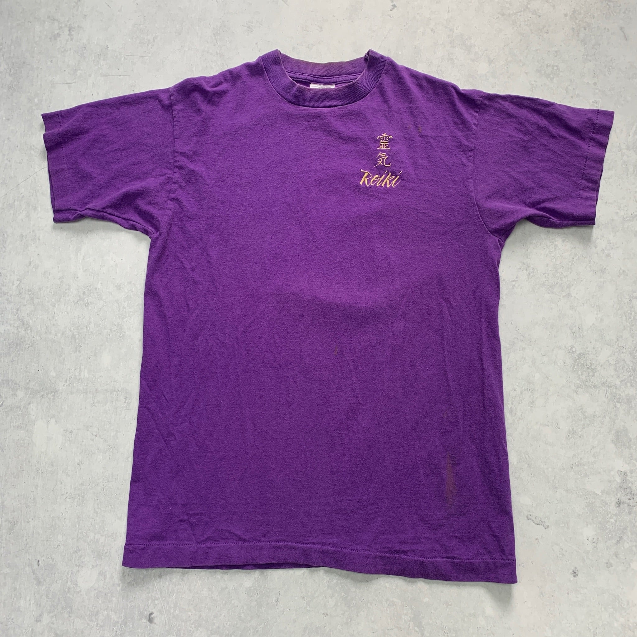 Vintage T Shirt Mens Medium Purple Single Stitch Graphic Print 90s (F)