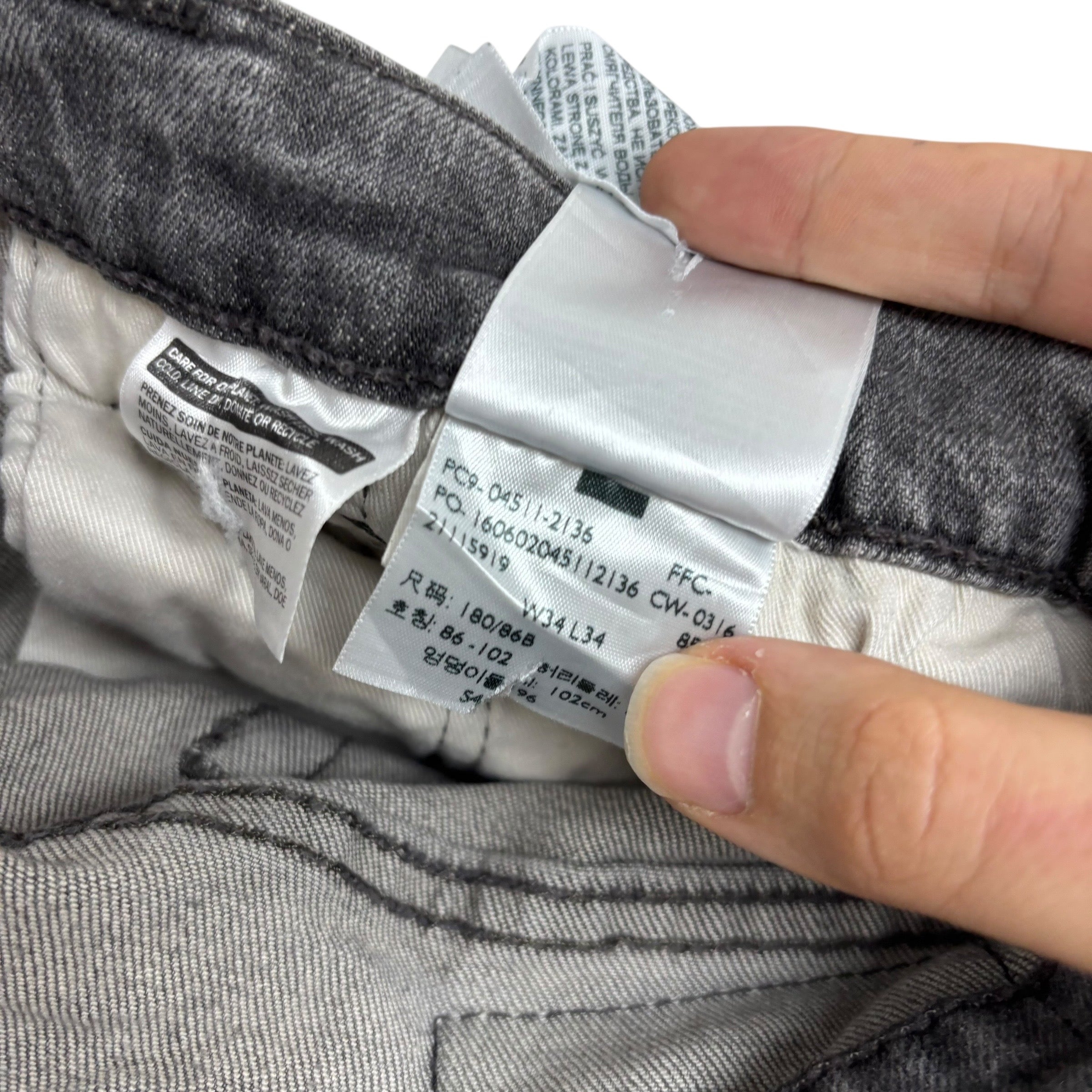 Levis 511 Jeans W34 L34 Mens Grey Slim Fit Stretch Denim (E)